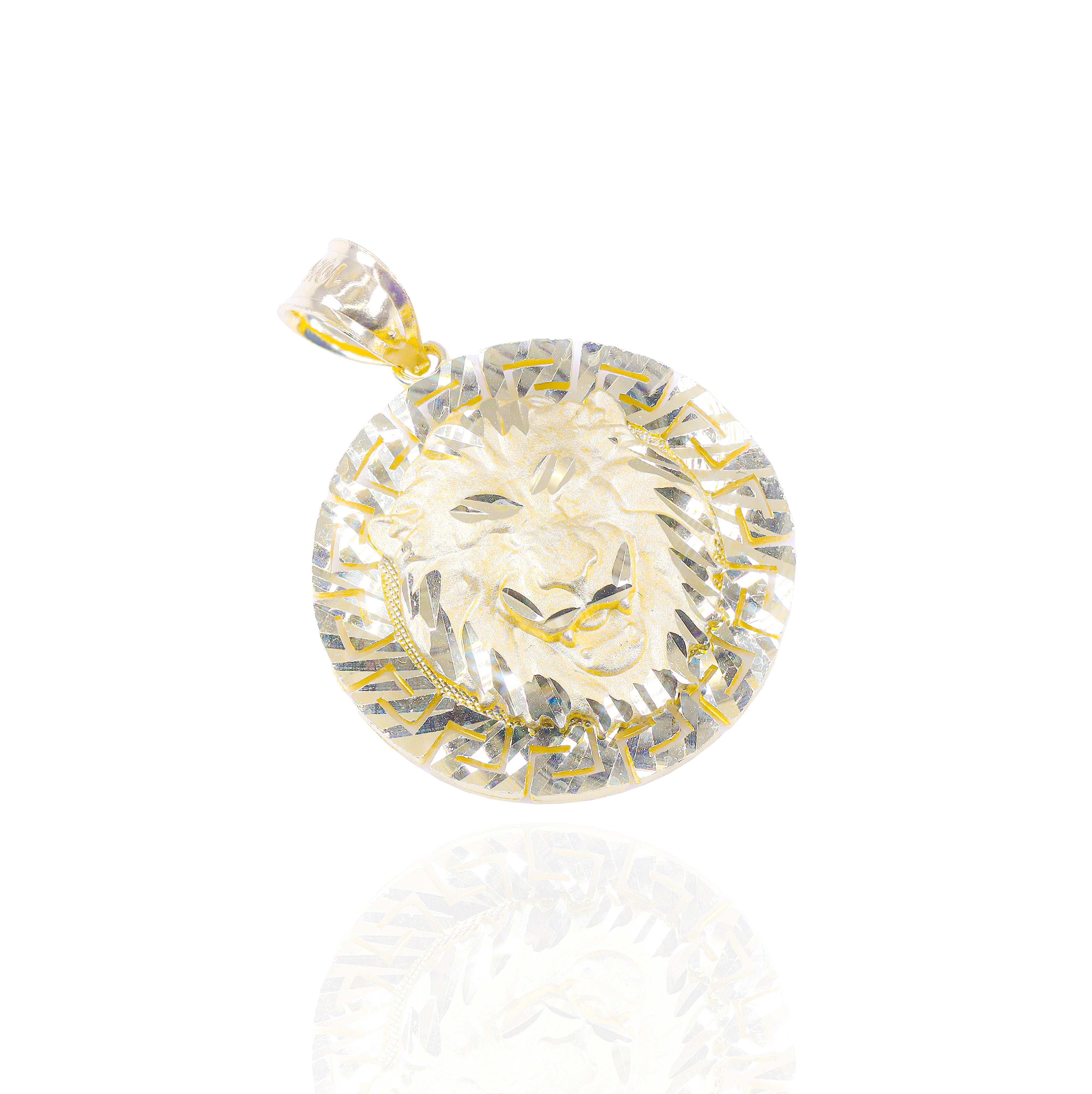 Design Cut Lion Solid Gold Pendant