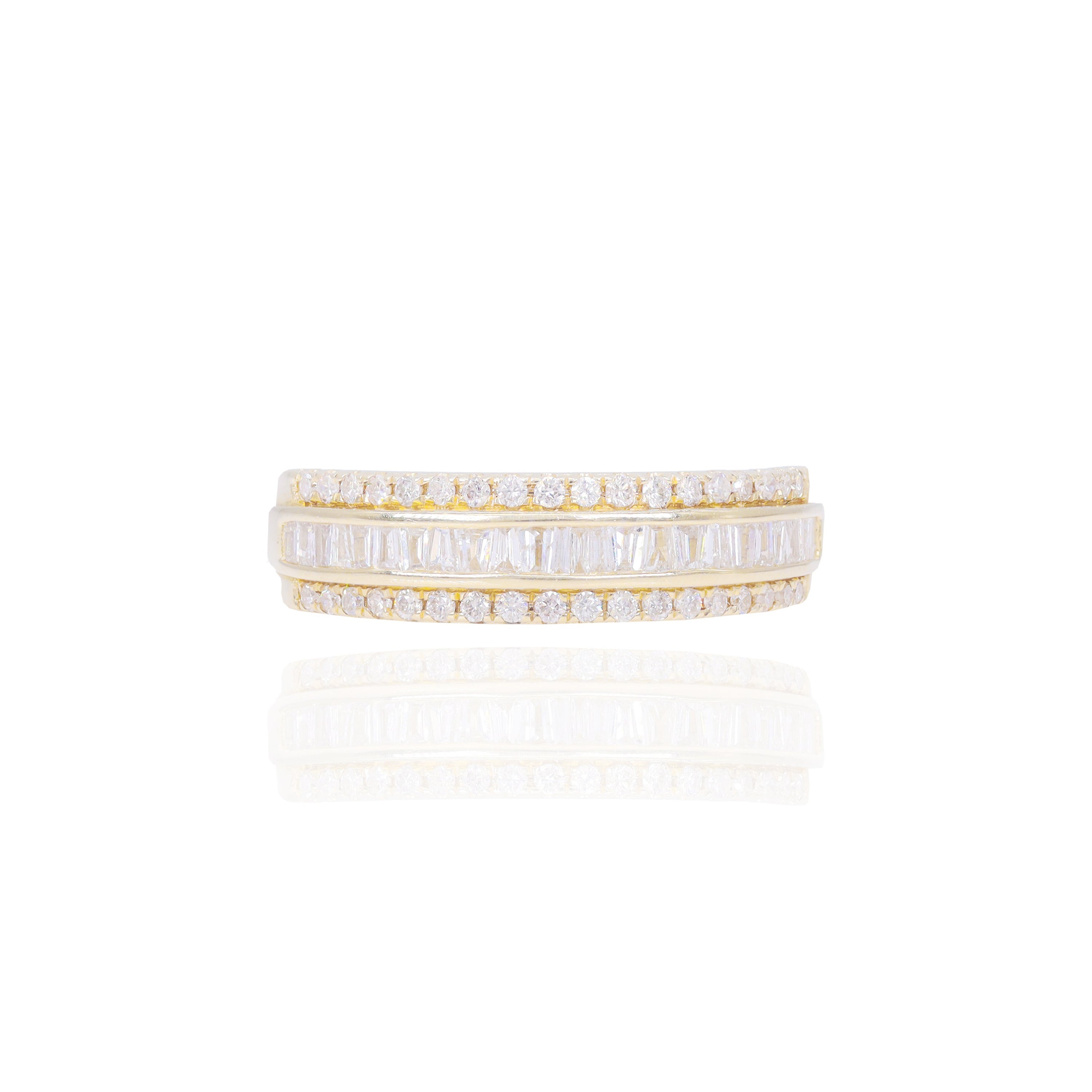 Emerald Shape Diamond Engagement Ring with Baguettes and Halo (Trio-Set)