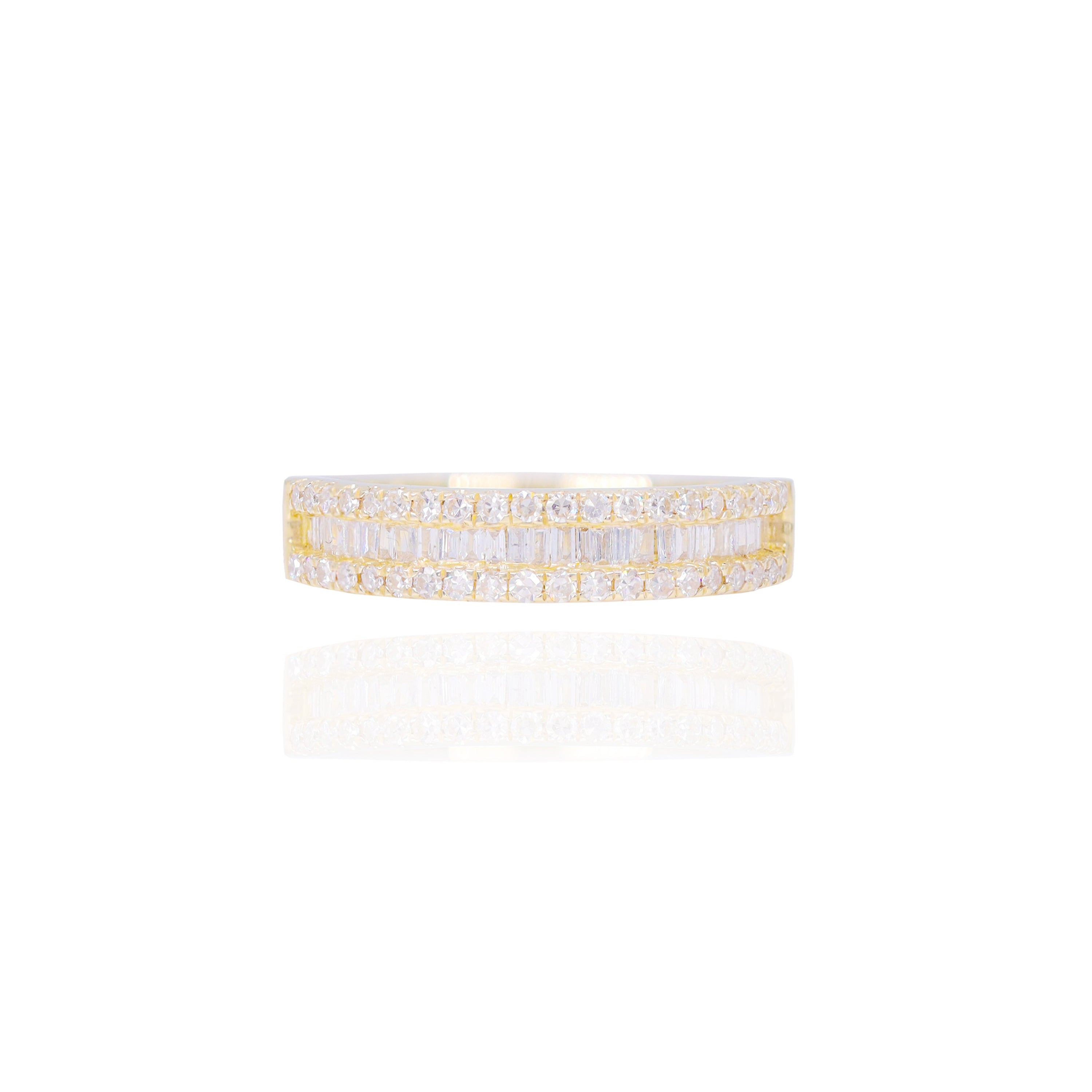 Emerald Shape Diamond Engagement Ring with Baguettes and Halo (Trio-Set)