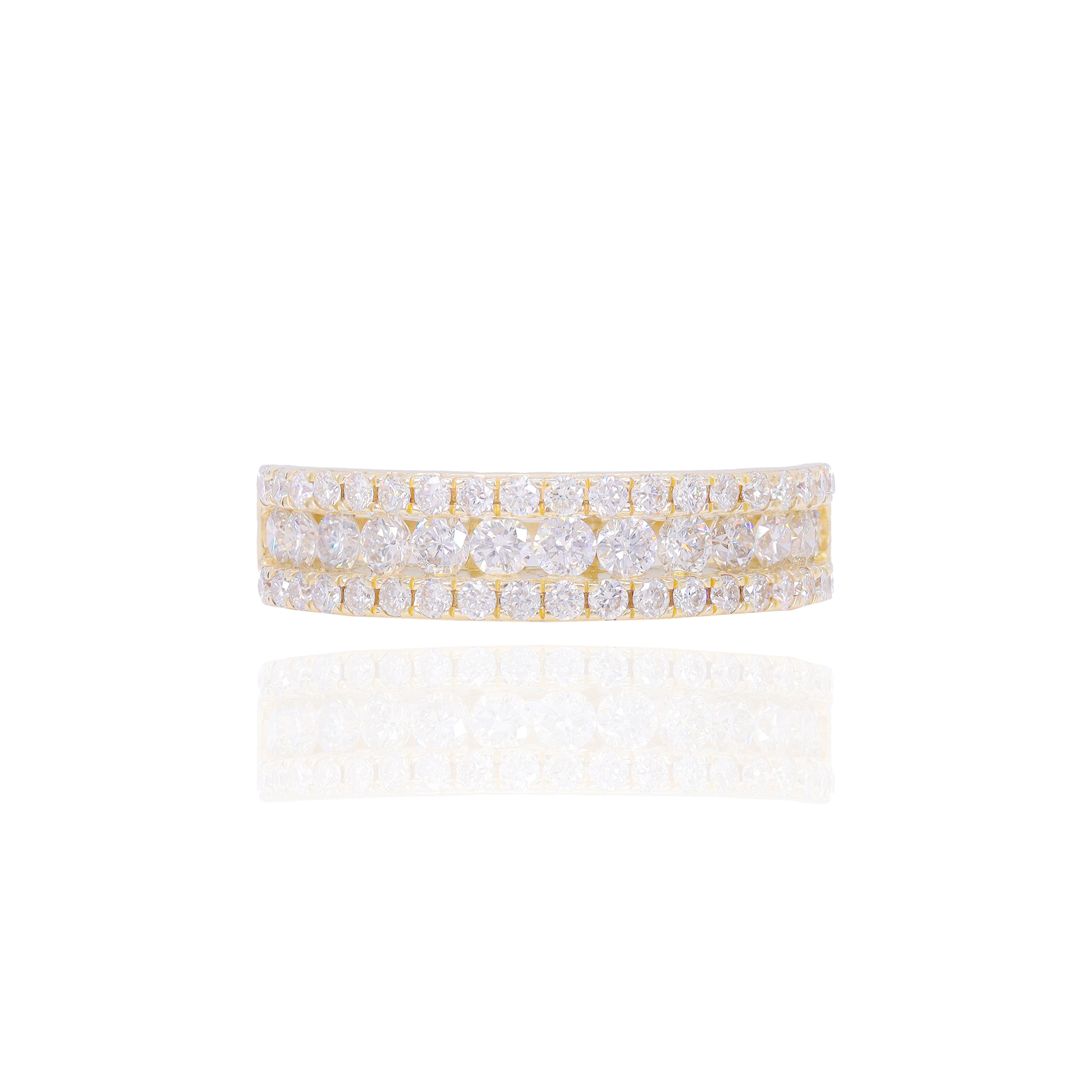 Pear Shaped Diamond Engagement Ring w/ 3 Row Band & Men's Band (Trio-Set)