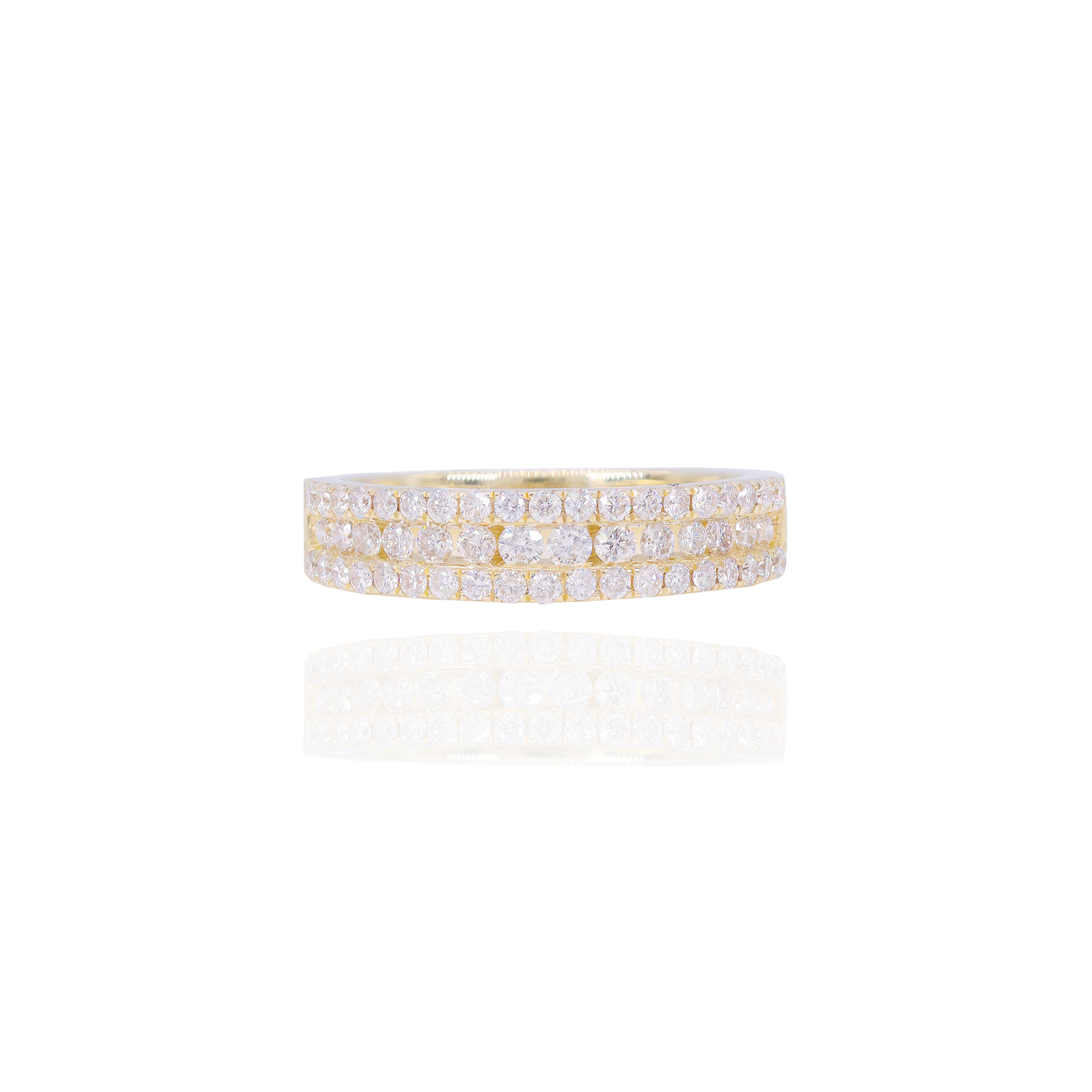 Pear Shaped Diamond Engagement Ring w/ 3 Row Band & Men's Band (Trio-Set)