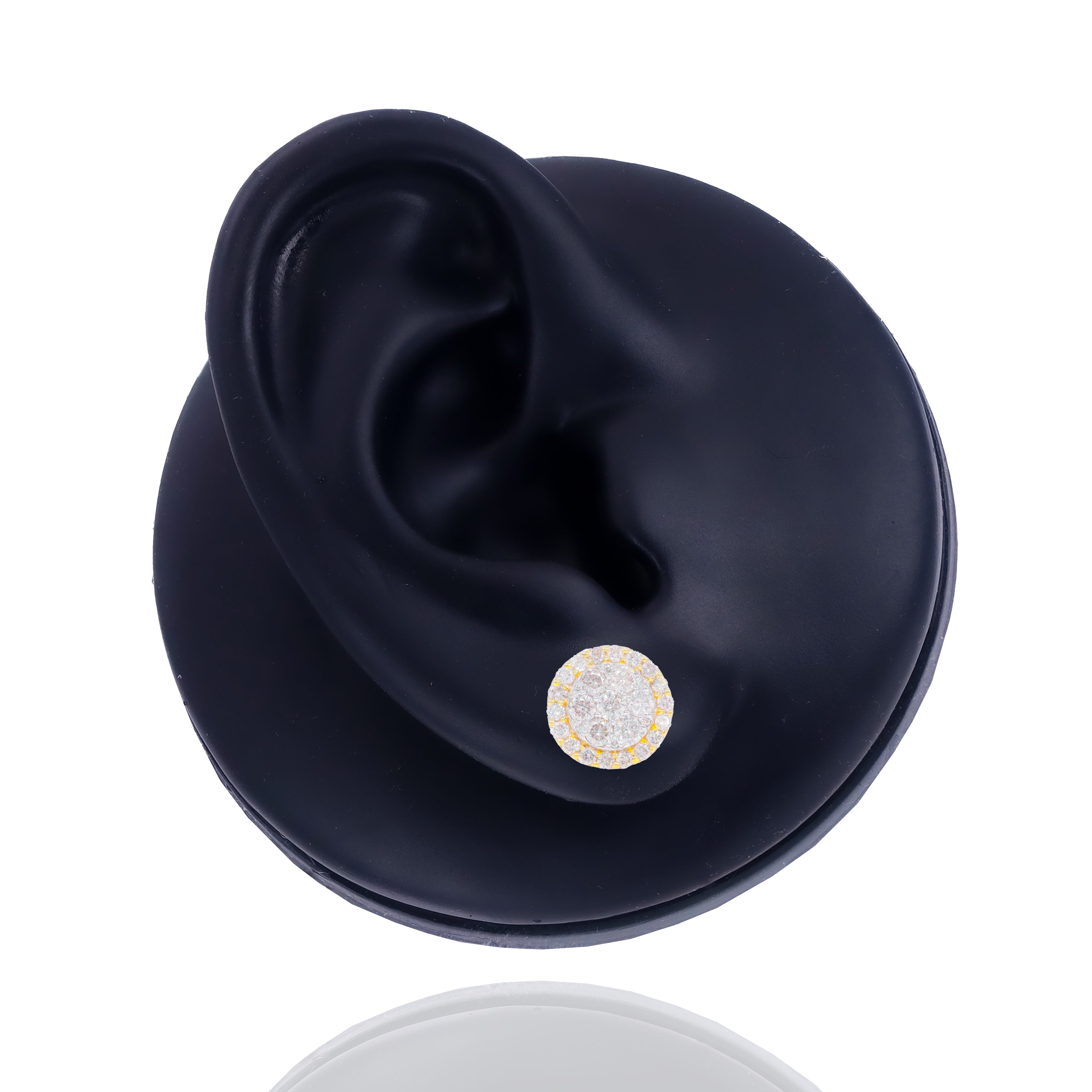 Round Cluster Diamond Earrings w/ Round Border