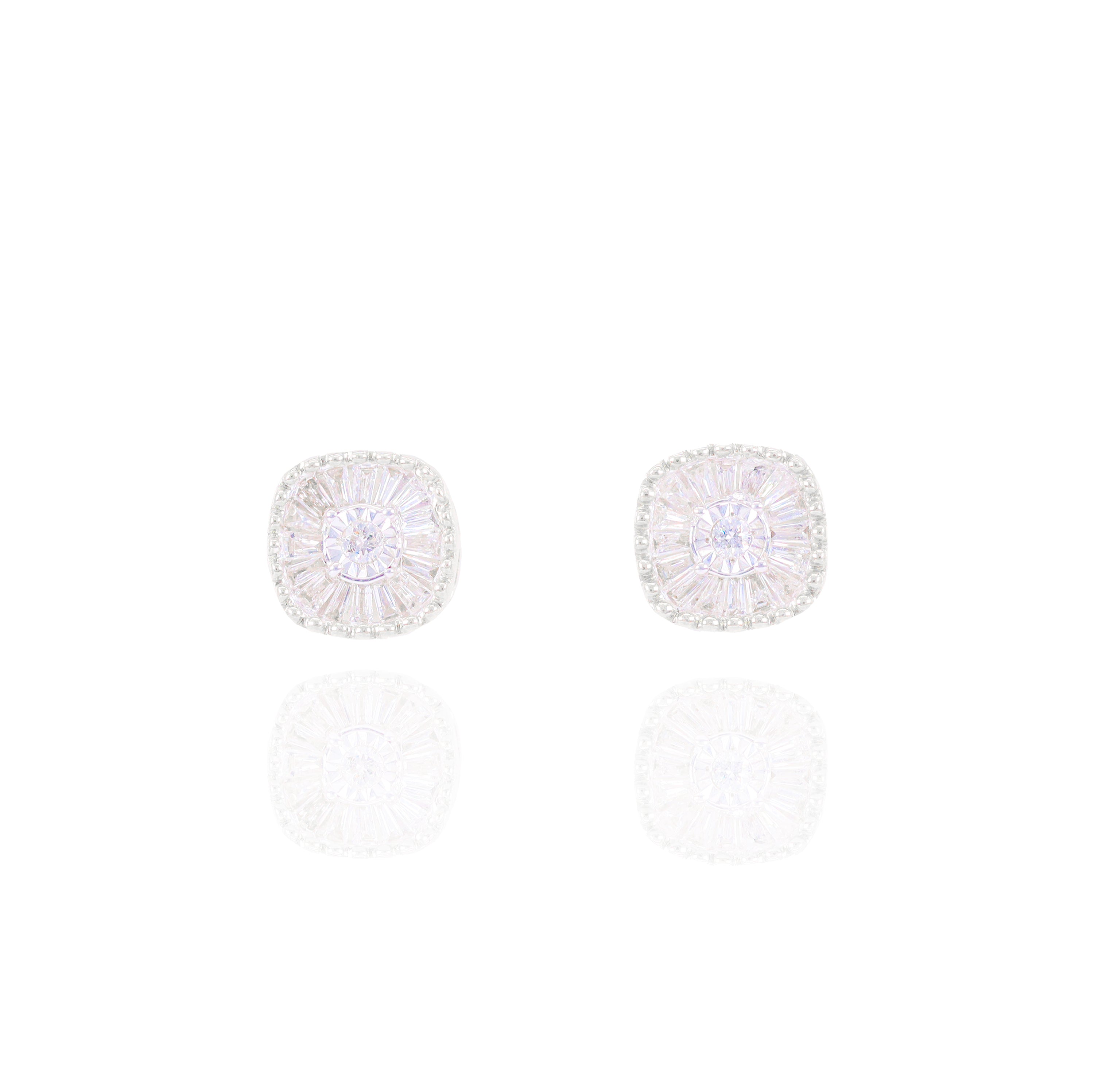 Channel Set Baguette Cluster Diamond Earrings