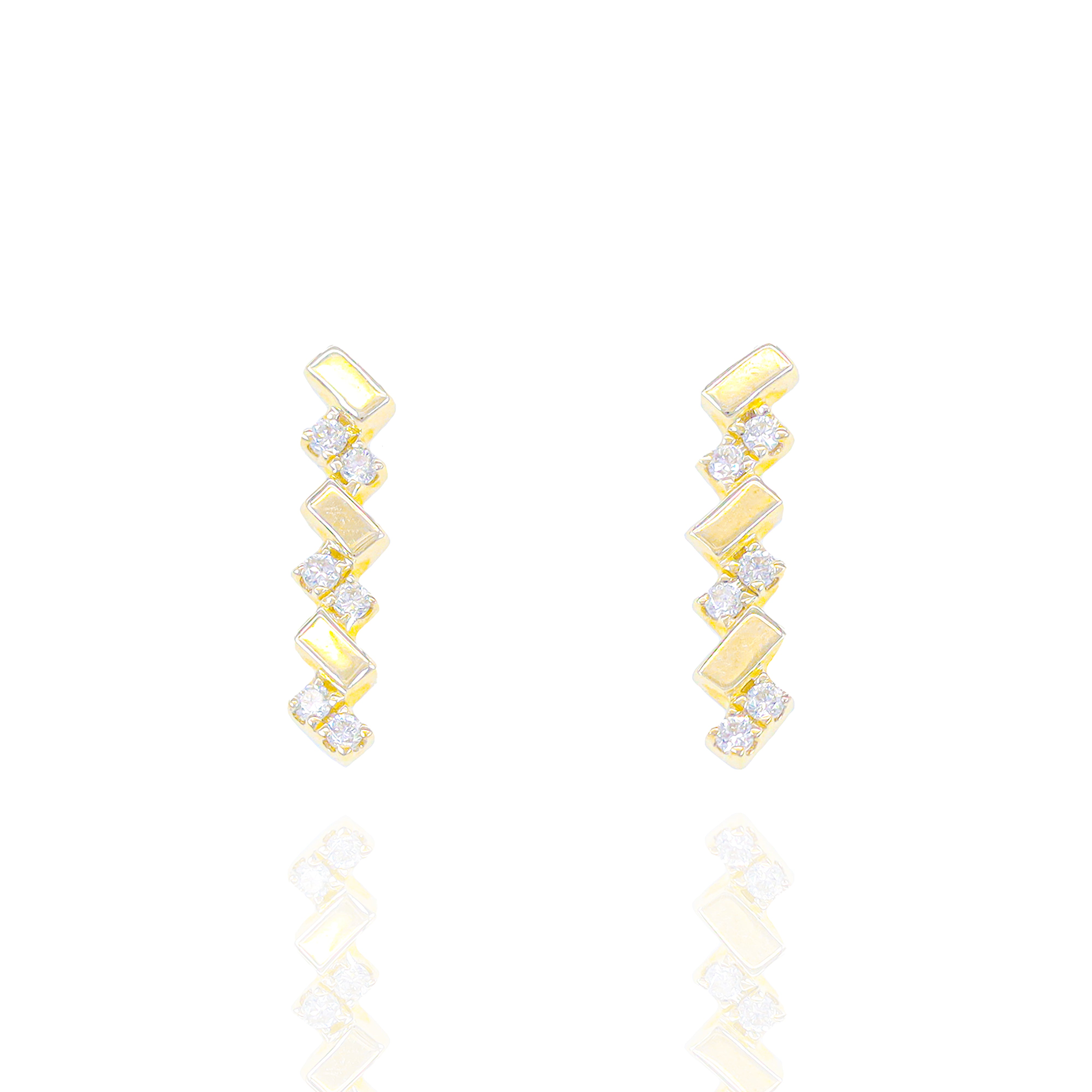 Alternating Gold & Diamond Earrings