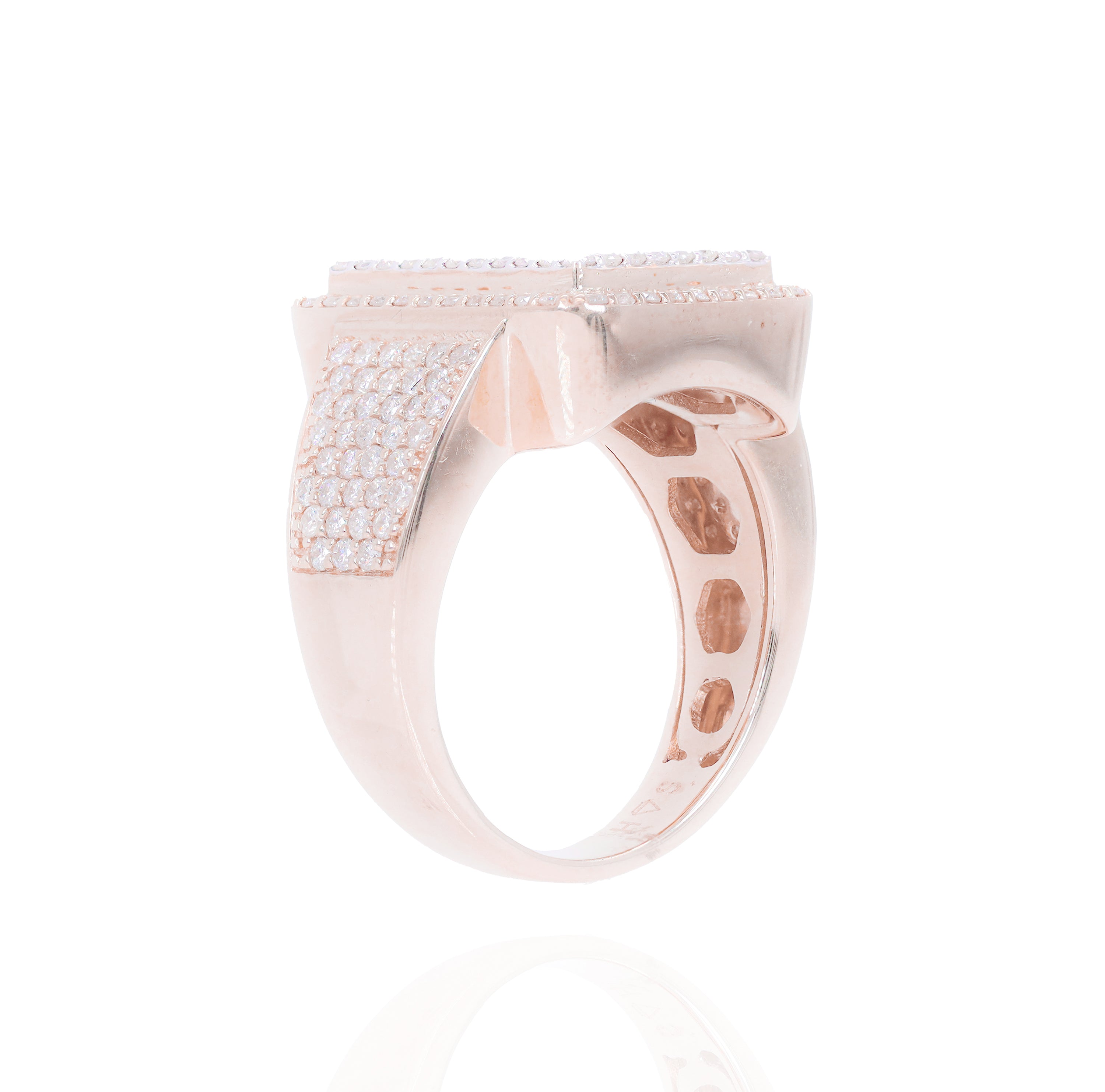 Layered Two-Tone Emerald Shape Diamond Ring