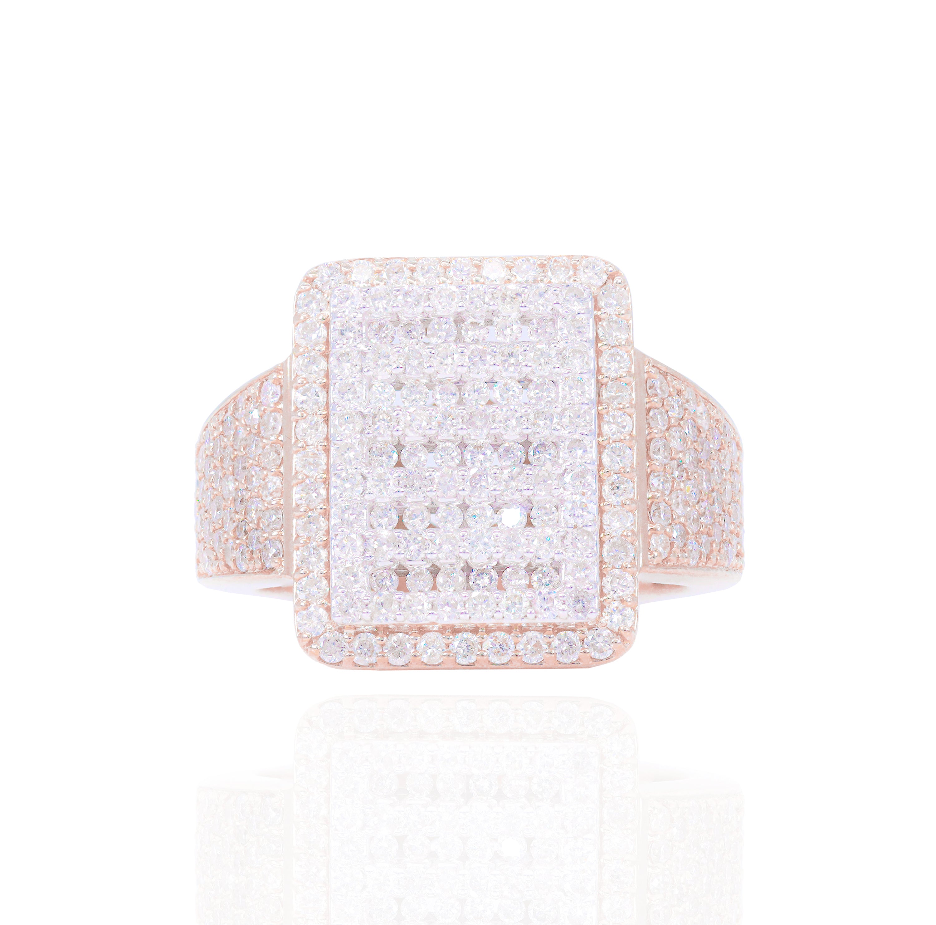 Layered Two-Tone Emerald Shape Diamond Ring