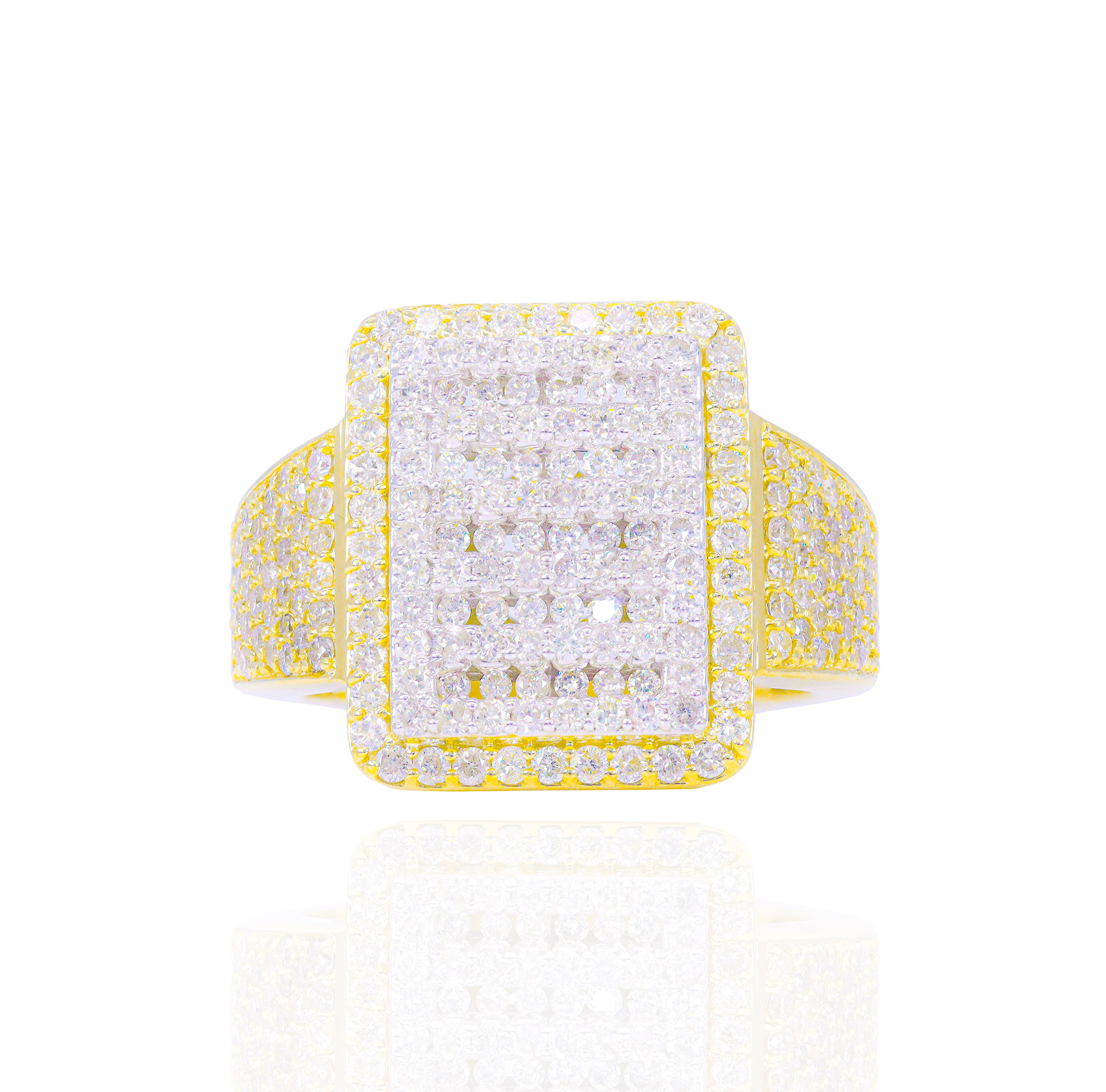 Layered Two-Tone Emerald Shape Diamond Ring