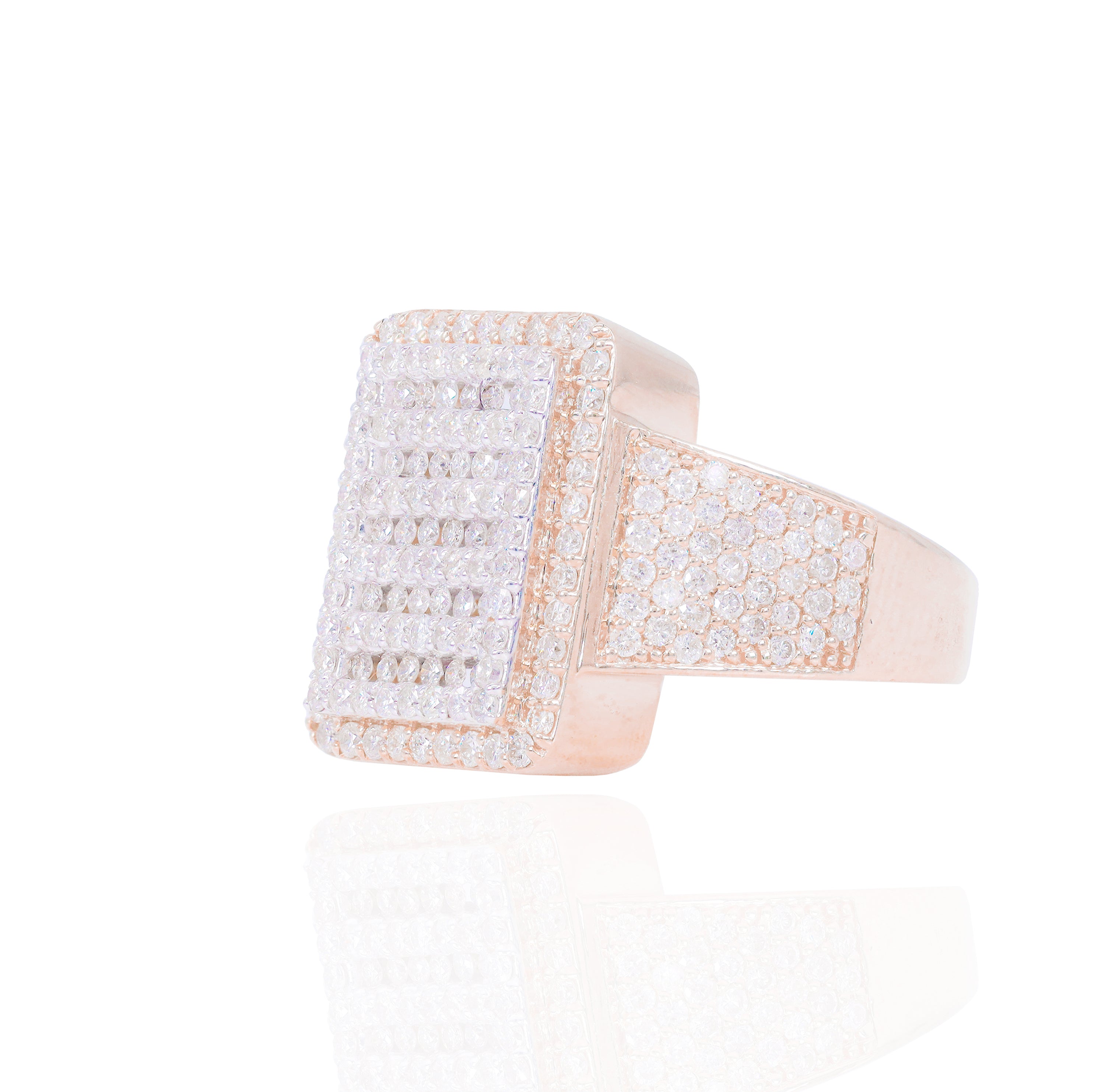 Layered Two-Tone Emerald Shape Diamond Ring