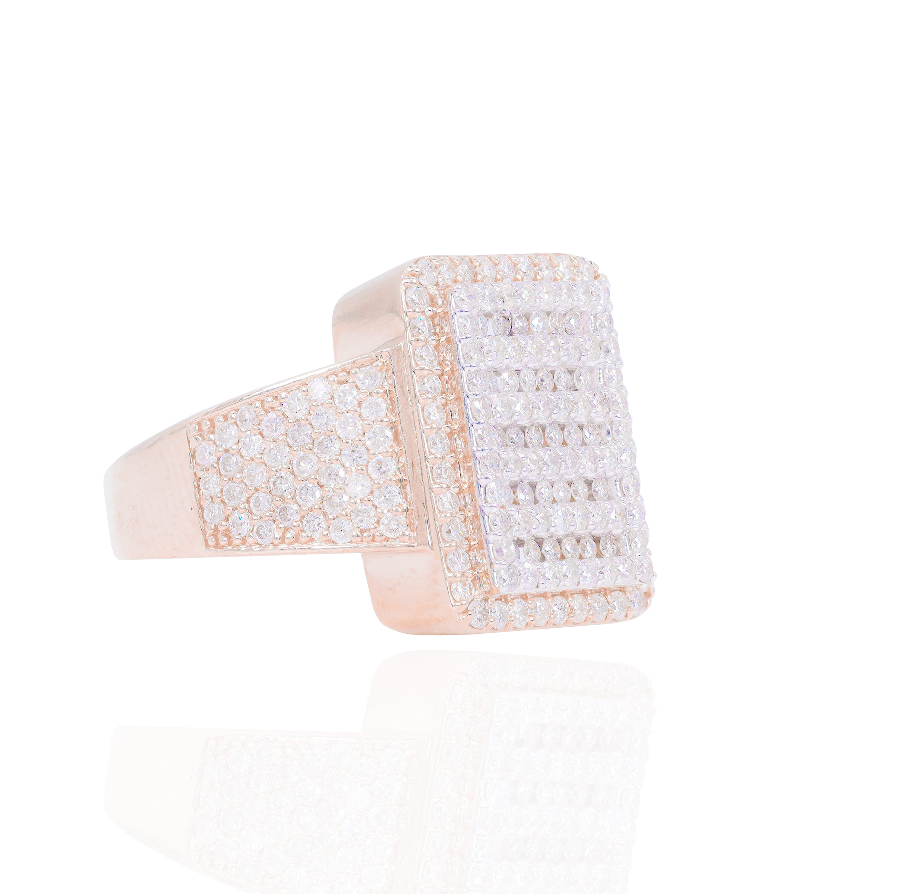 Layered Two-Tone Emerald Shape Diamond Ring