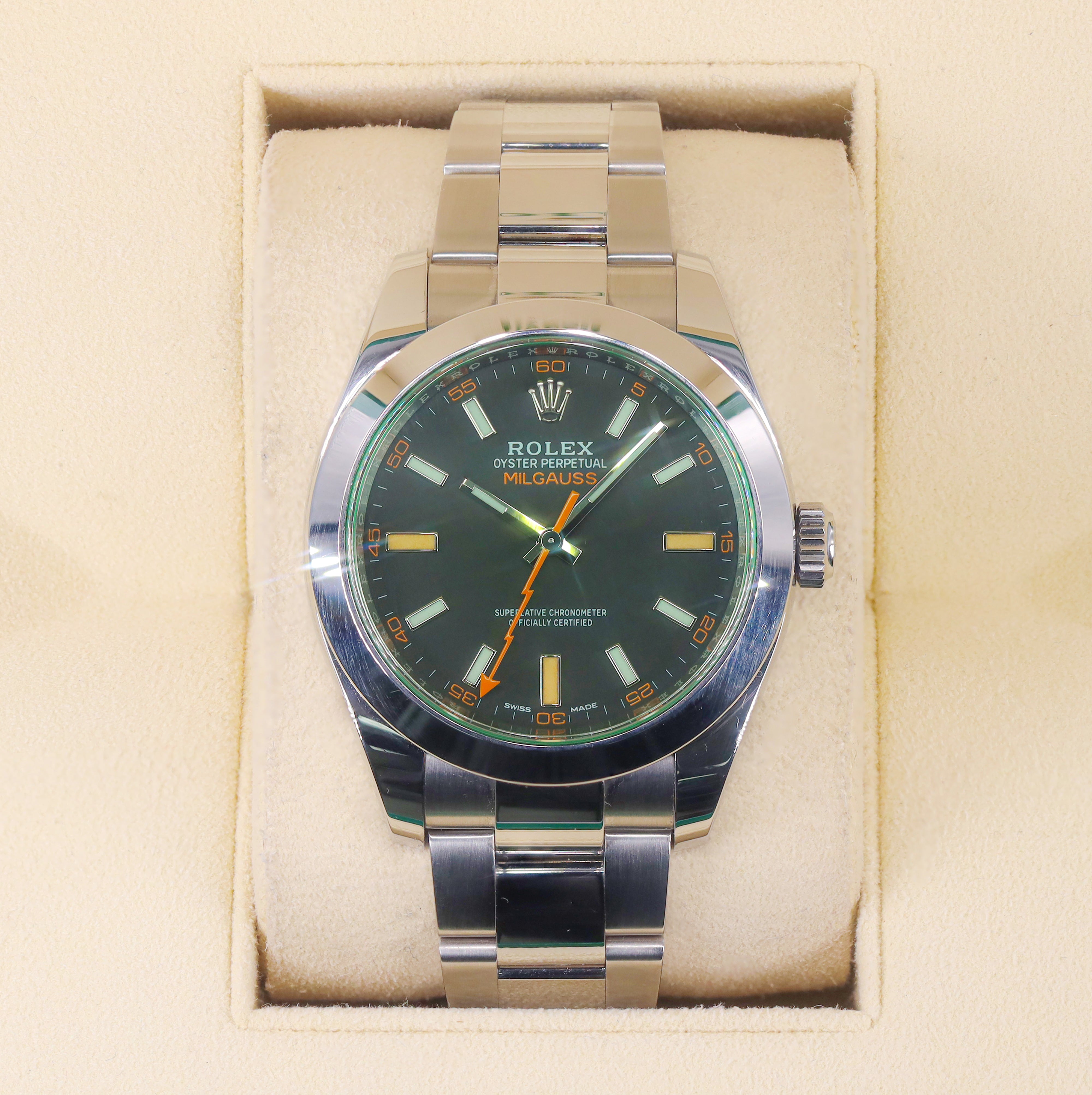 Rolex Milgauss 40mm 116400GV Mens Oystersteel Smooth Bezel & Intense Dial