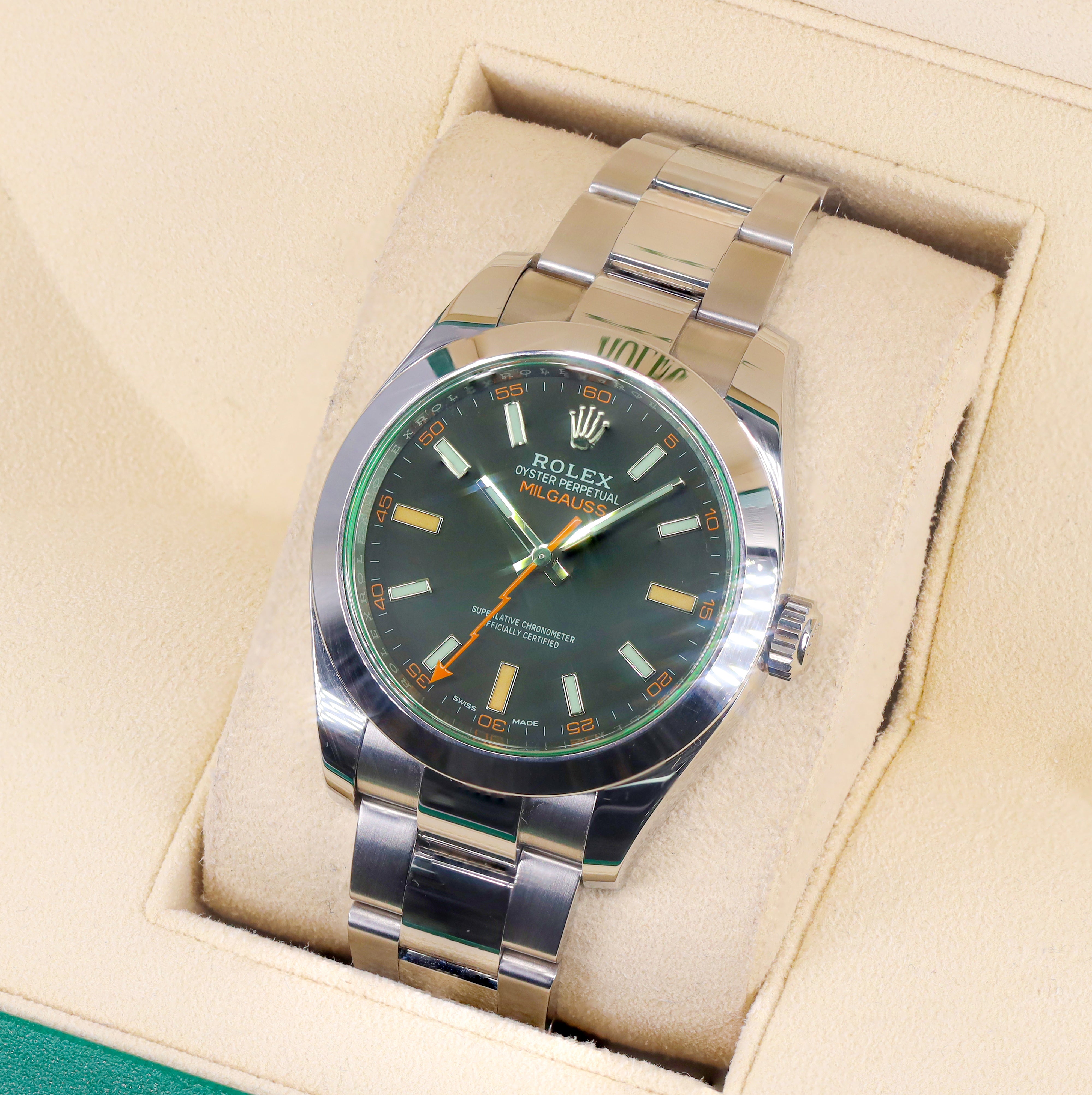 Rolex Milgauss 40mm 116400GV Mens Oystersteel Smooth Bezel & Intense Dial
