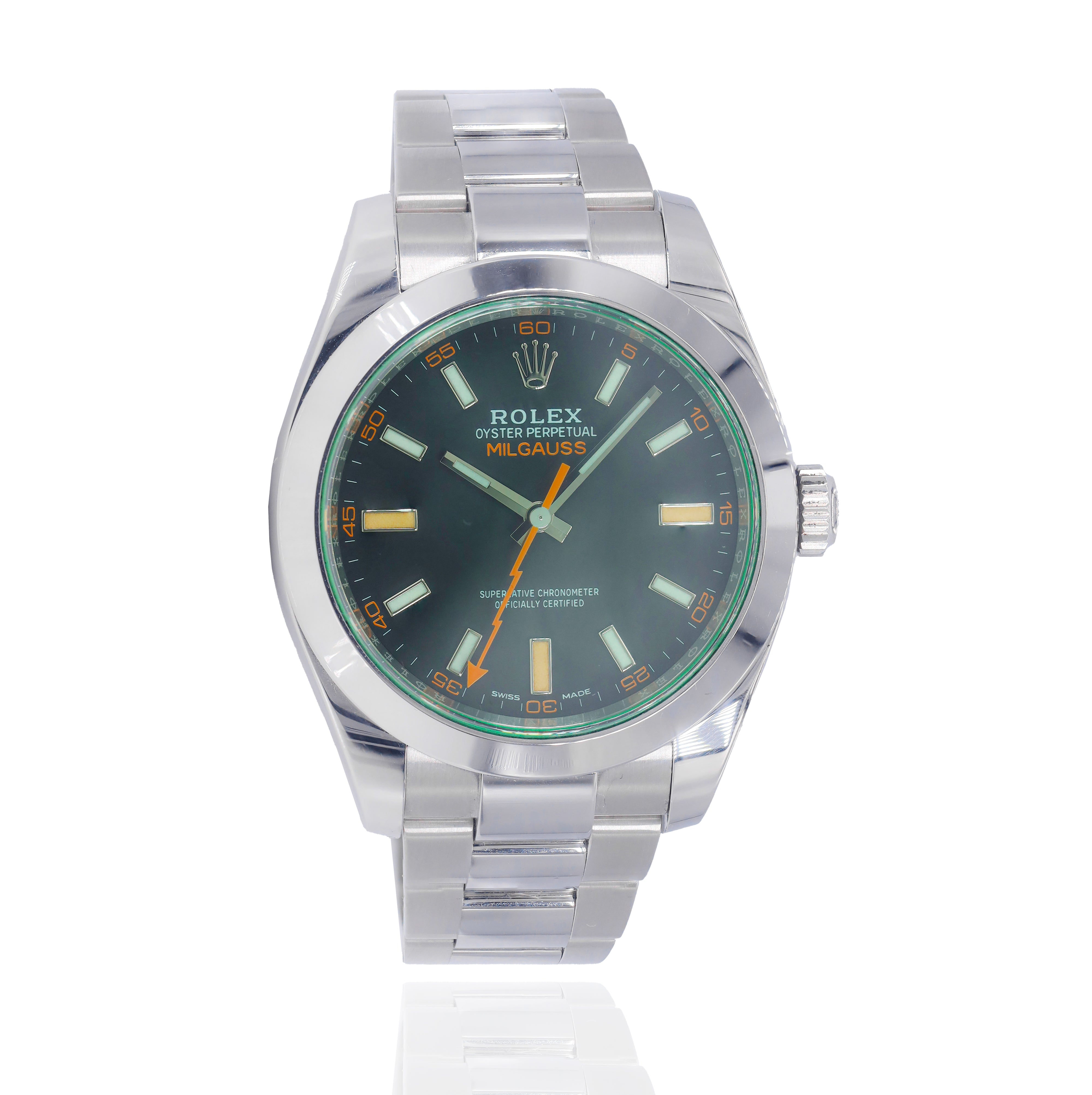 Rolex Milgauss 40mm 116400GV Mens Oystersteel Smooth Bezel & Intense Dial