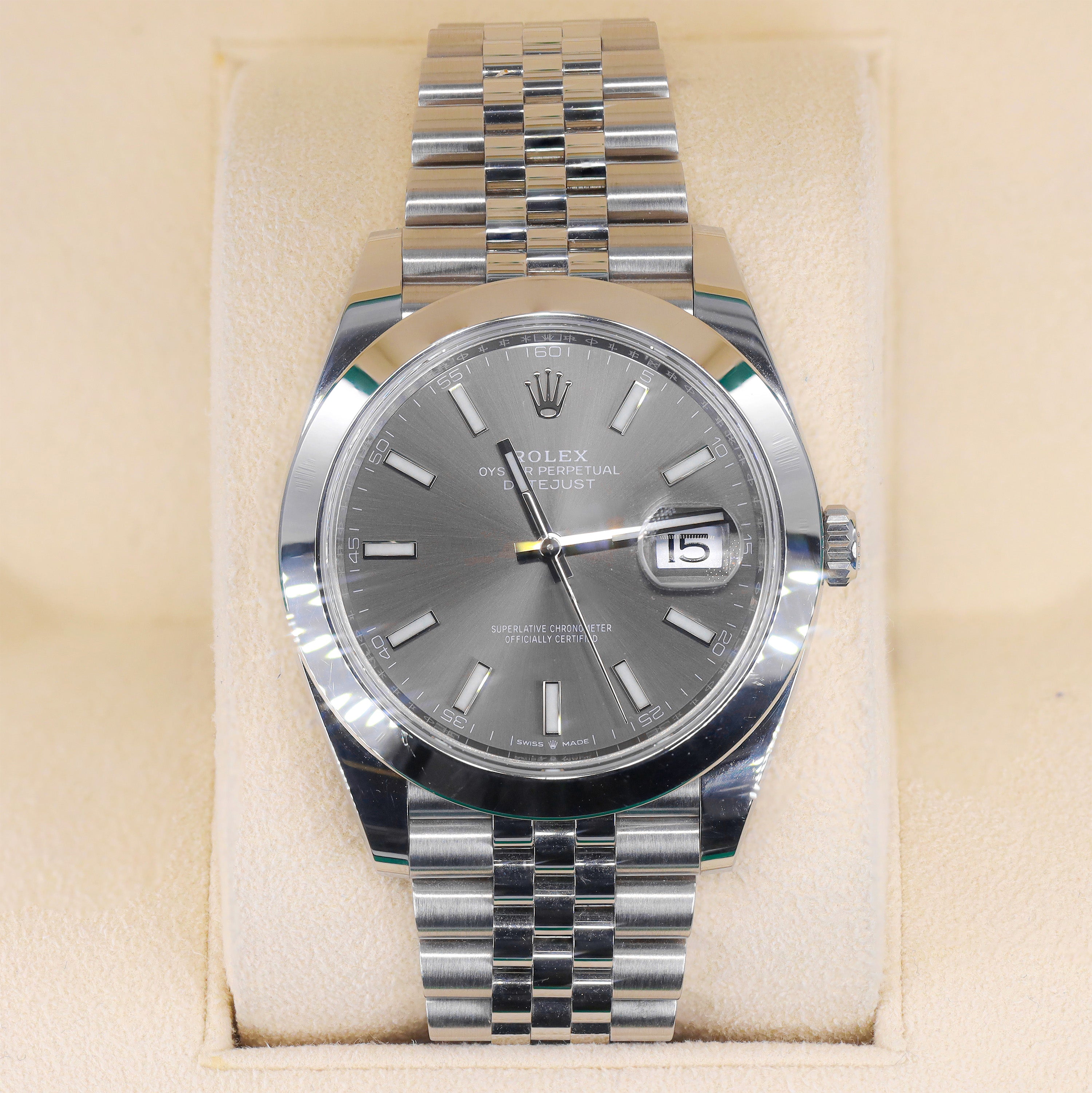 Rolex 126334 DateJust Slate Grey Dial 41mm Smooth Bezel