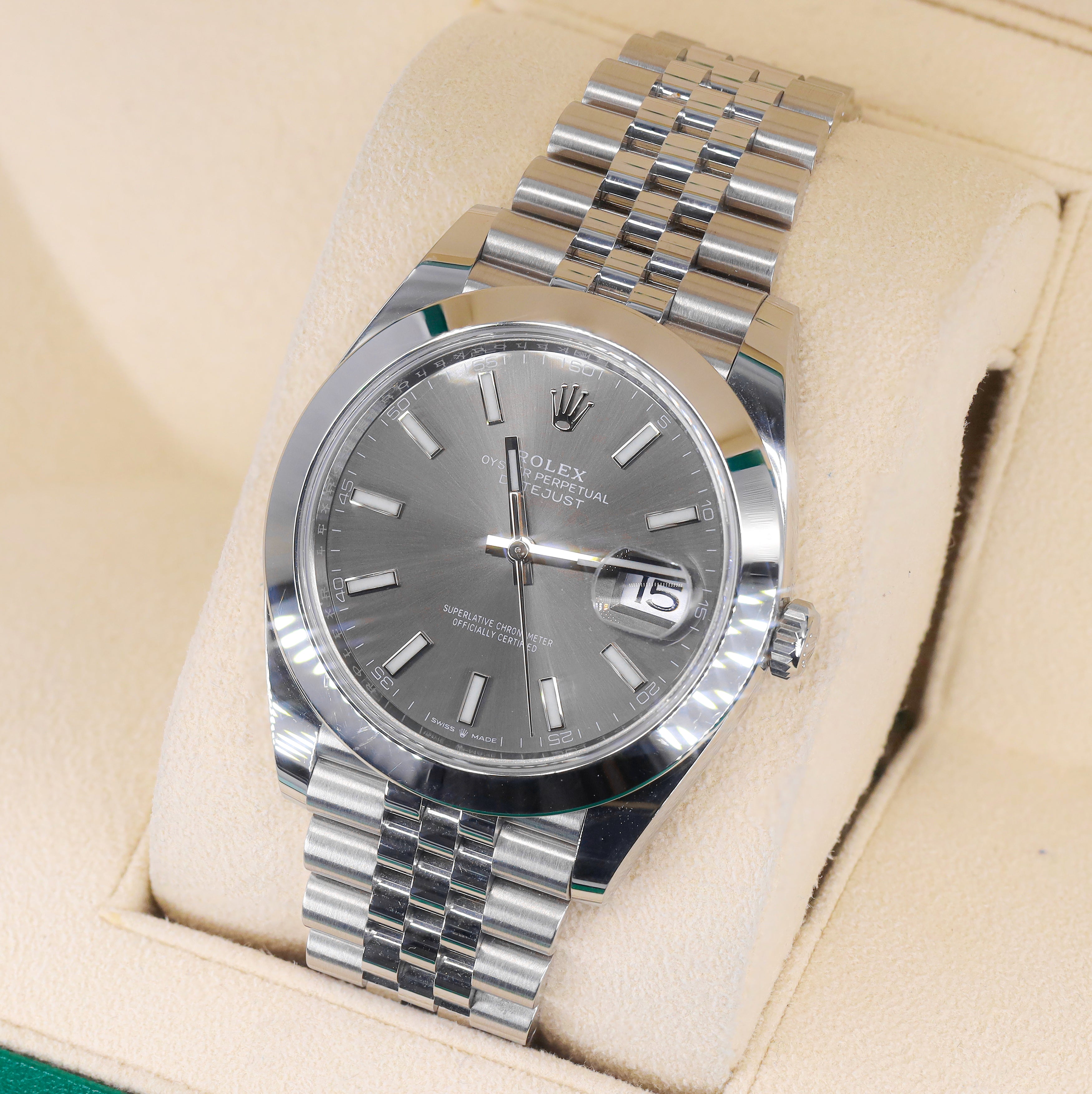 Rolex 126334 DateJust Slate Grey Dial 41mm Smooth Bezel