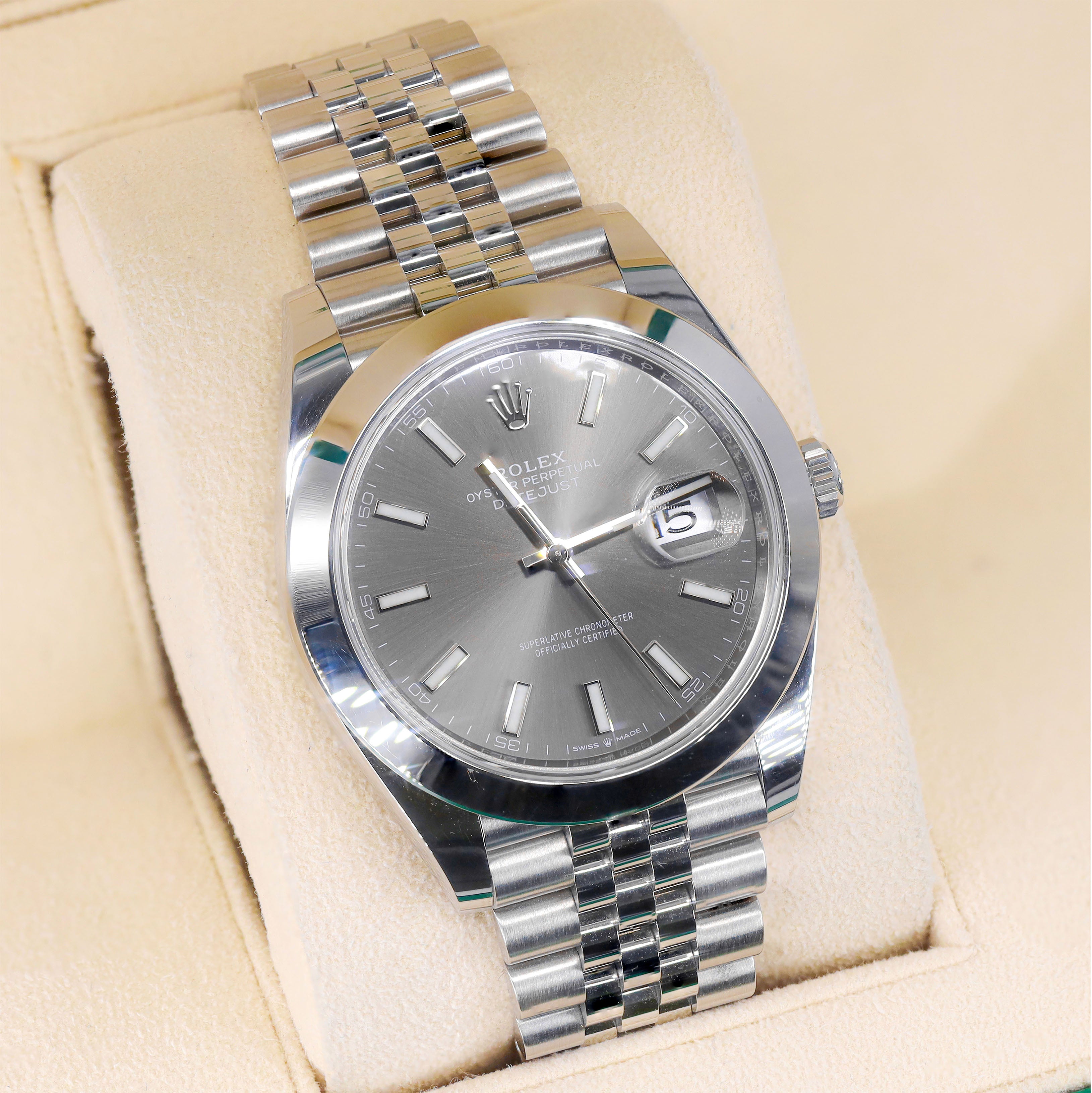 Rolex 126334 DateJust Slate Grey Dial 41mm Smooth Bezel