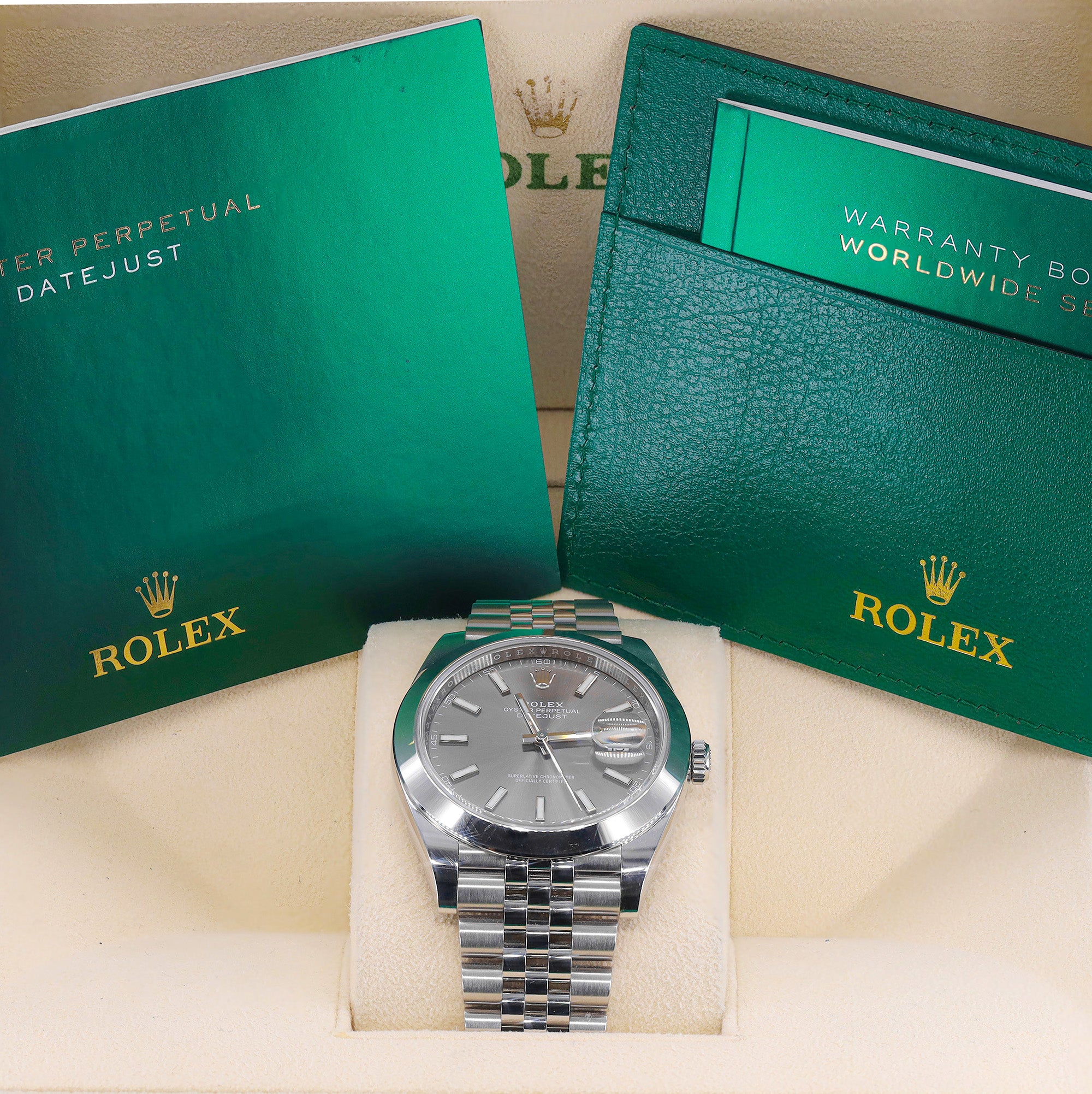 Rolex 126334 DateJust Slate Grey Dial 41mm Smooth Bezel