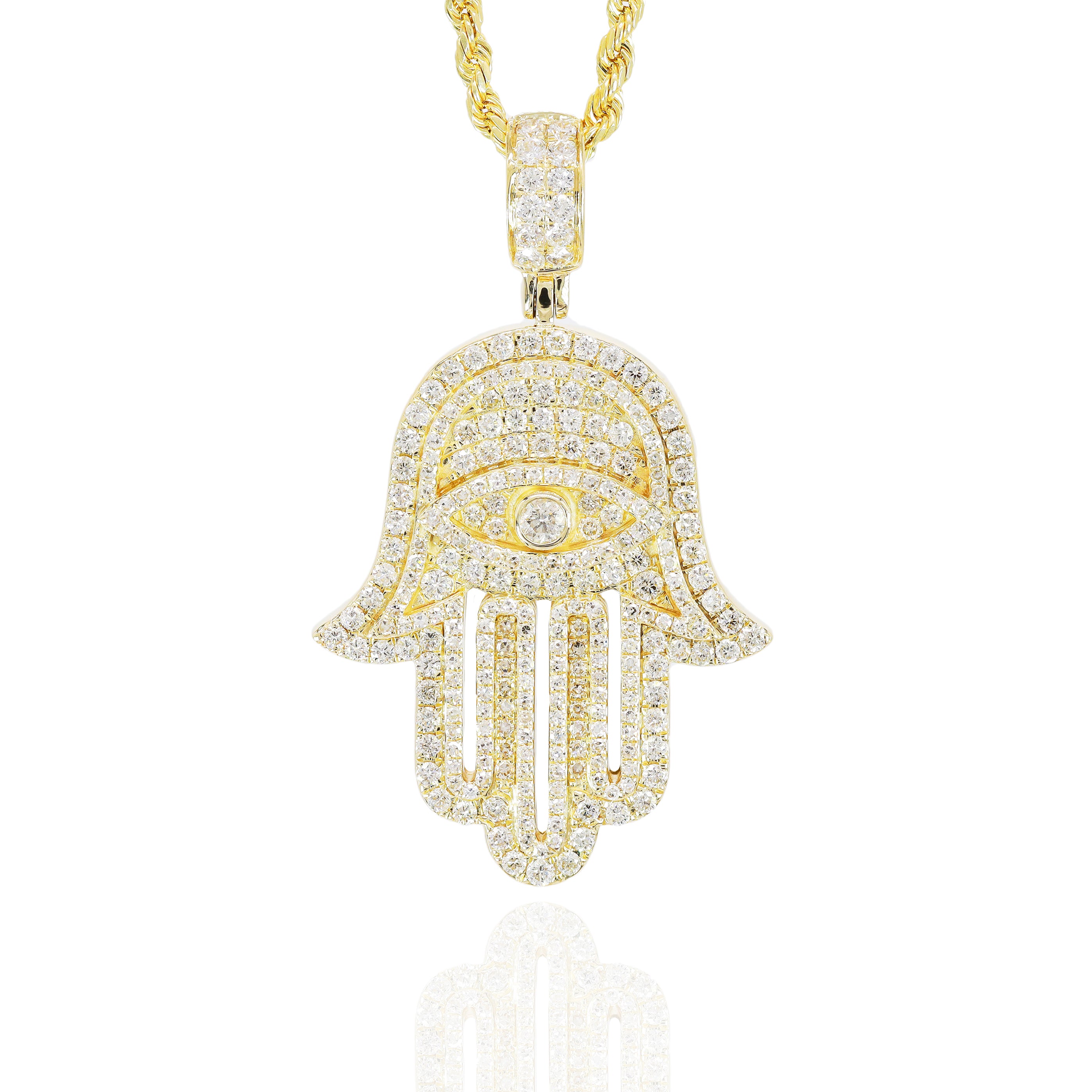 Diamond Hamza Hand With Evil Eye In Center