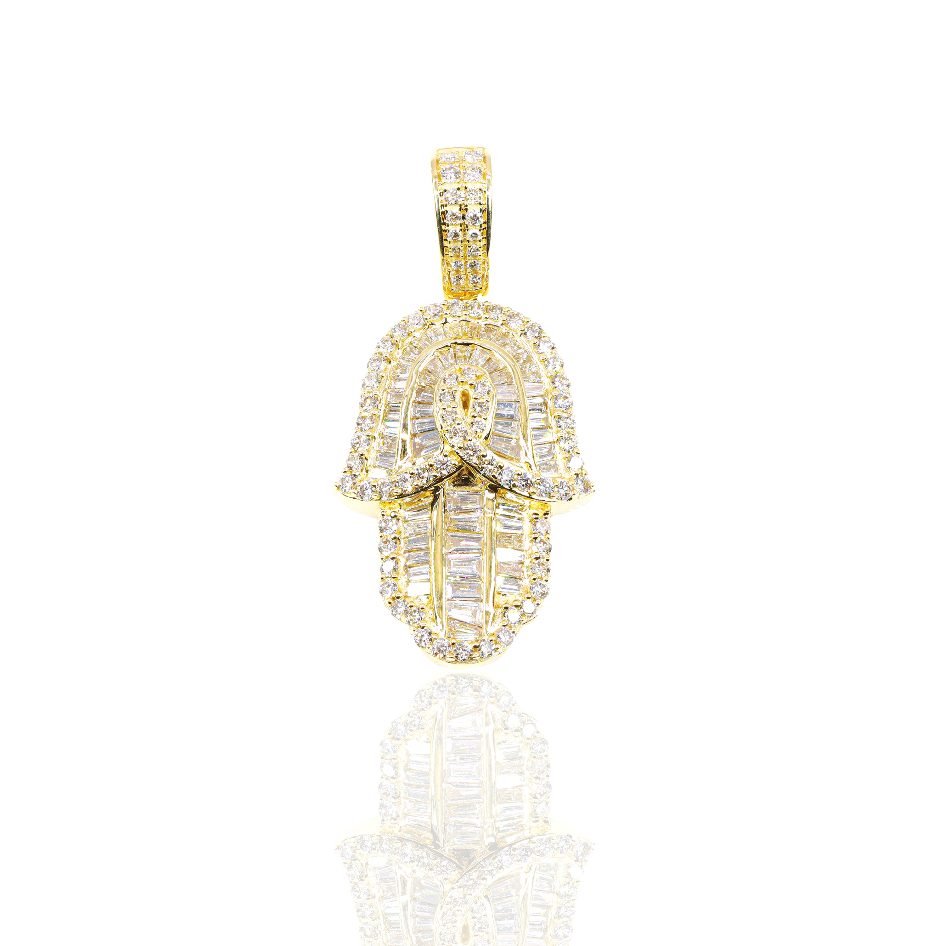 Layered Hamza Hand Diamond Pendant