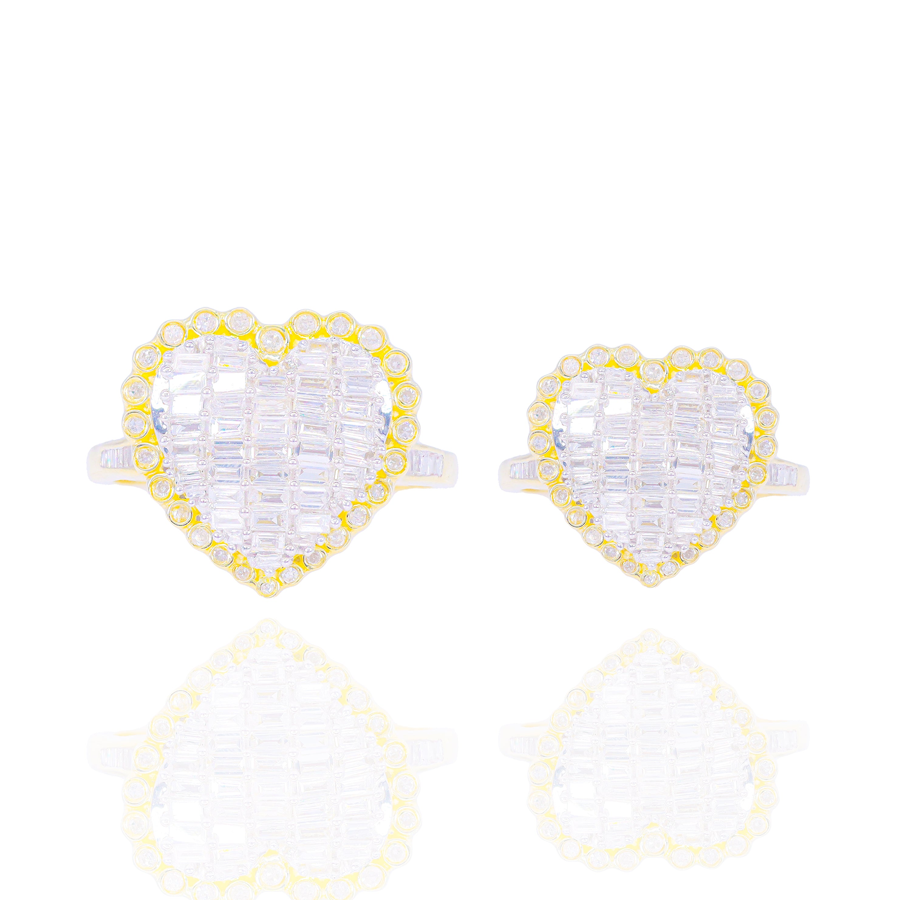 Horizontal Set Baguette Diamond Heart Ring