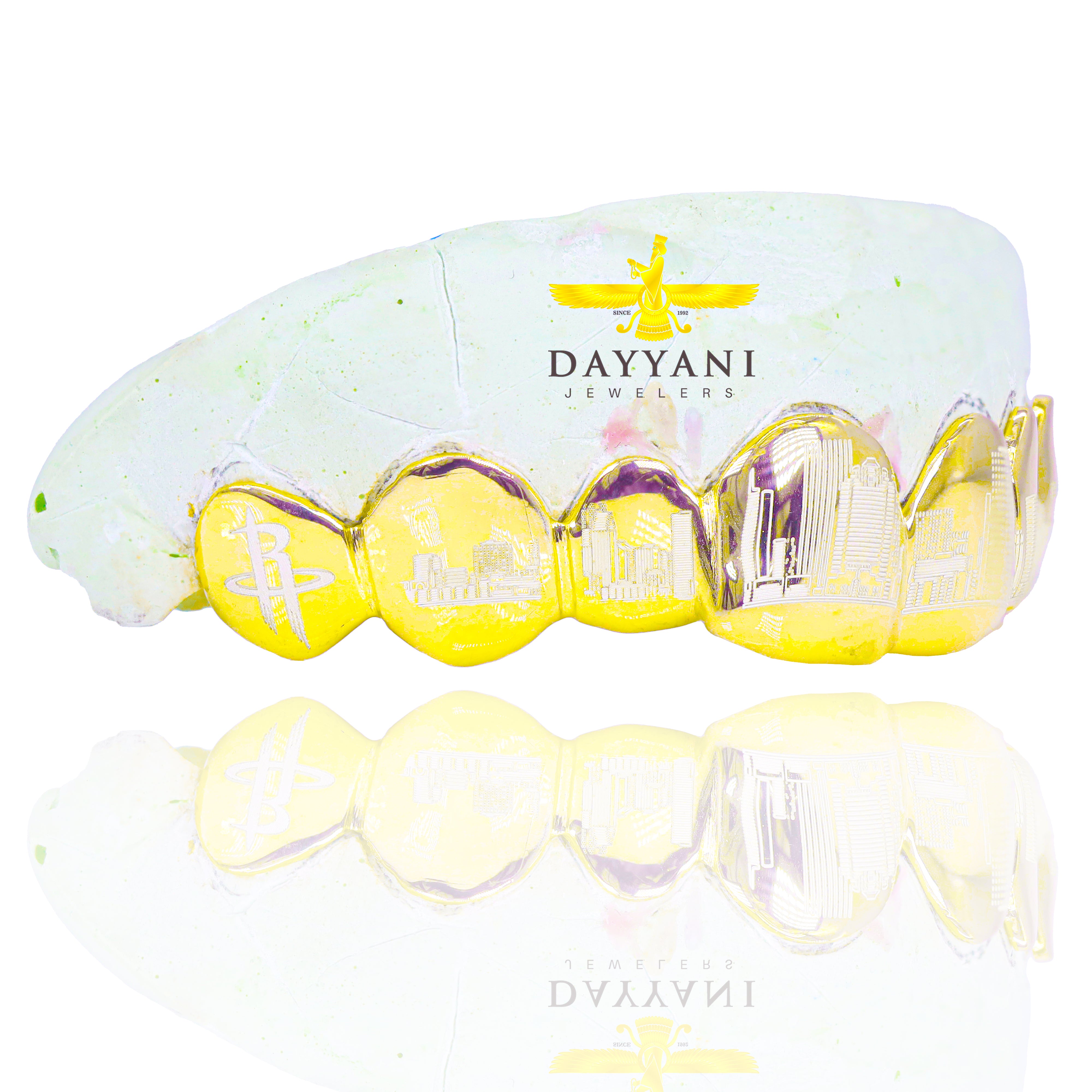 Custom 8 Teeth with Houston Astros World Series & Houston Rockets Edition Gold Grillz