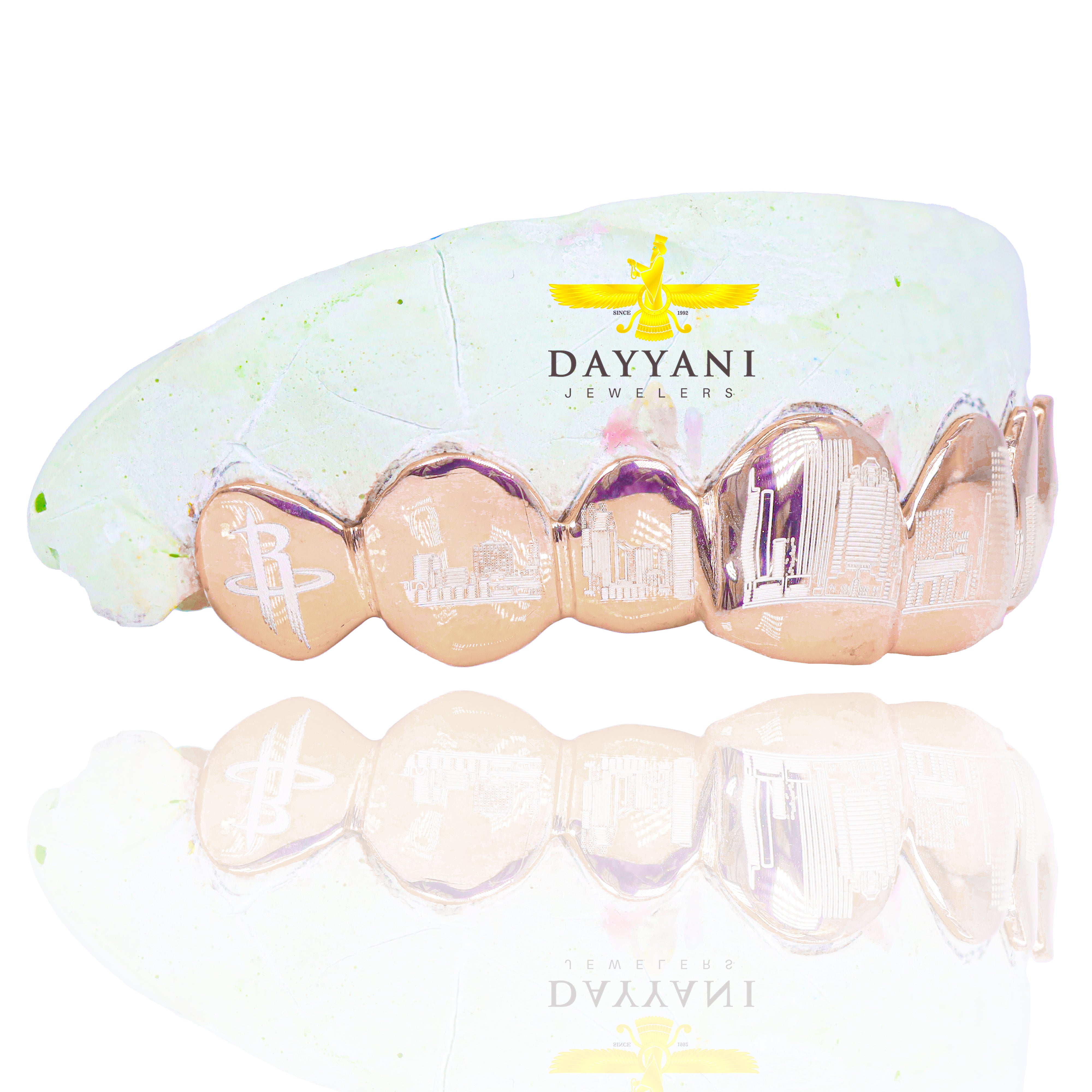 Custom 8 Teeth with Houston Astros World Series & Houston Rockets Edition Gold Grillz