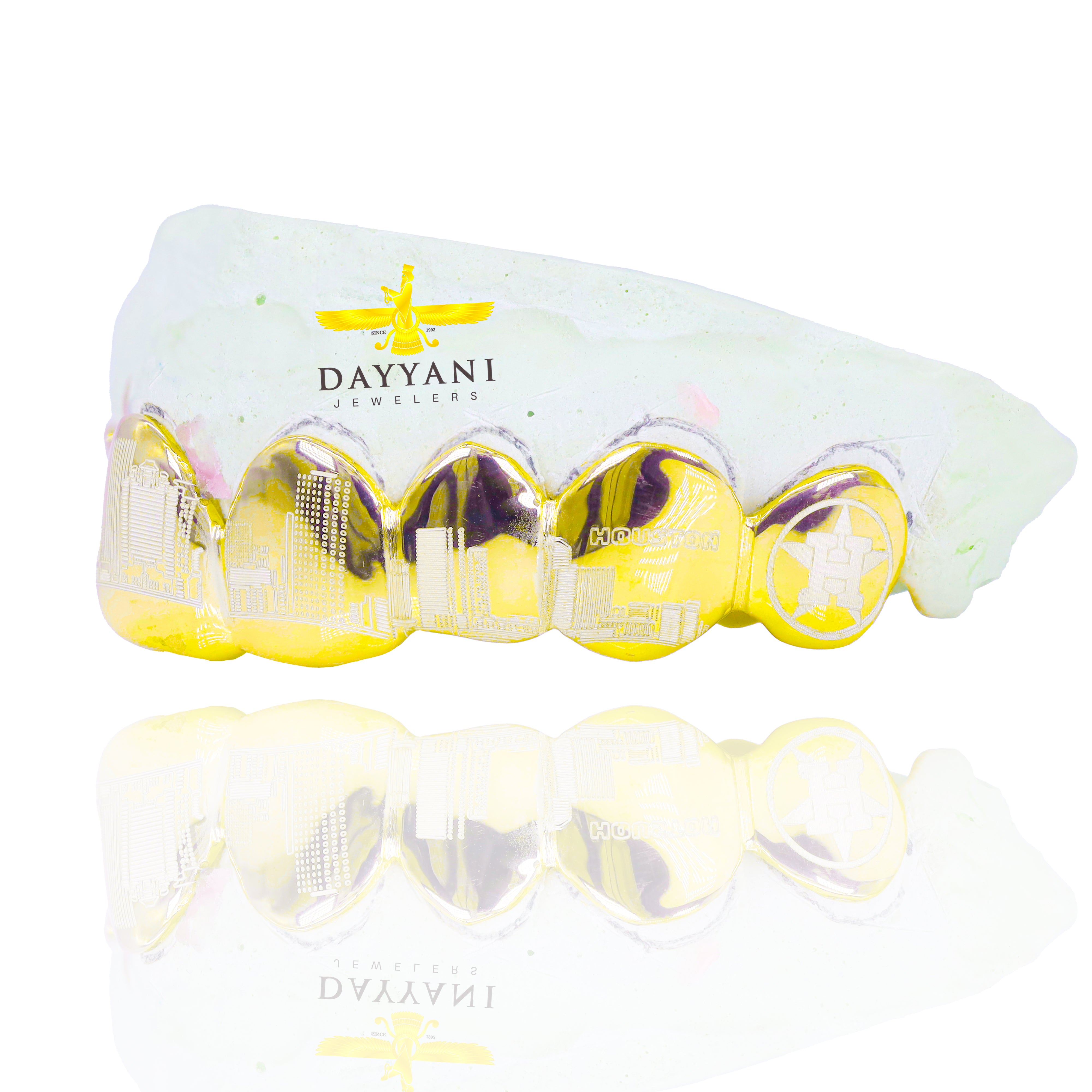 Custom 8 Teeth with Houston Astros World Series & Houston Rockets Edition Gold Grillz