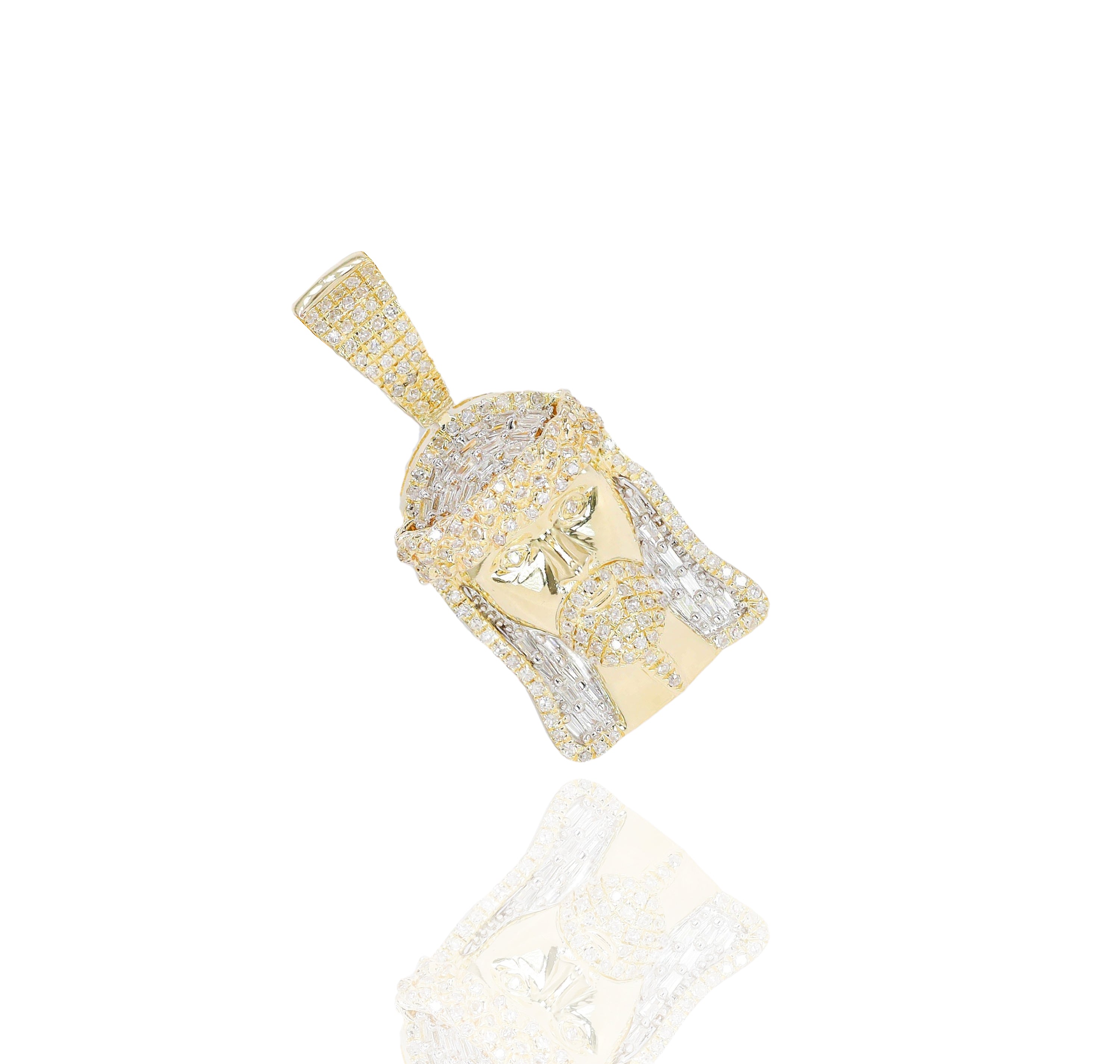 Diamond Jesus Head Gold Pendant