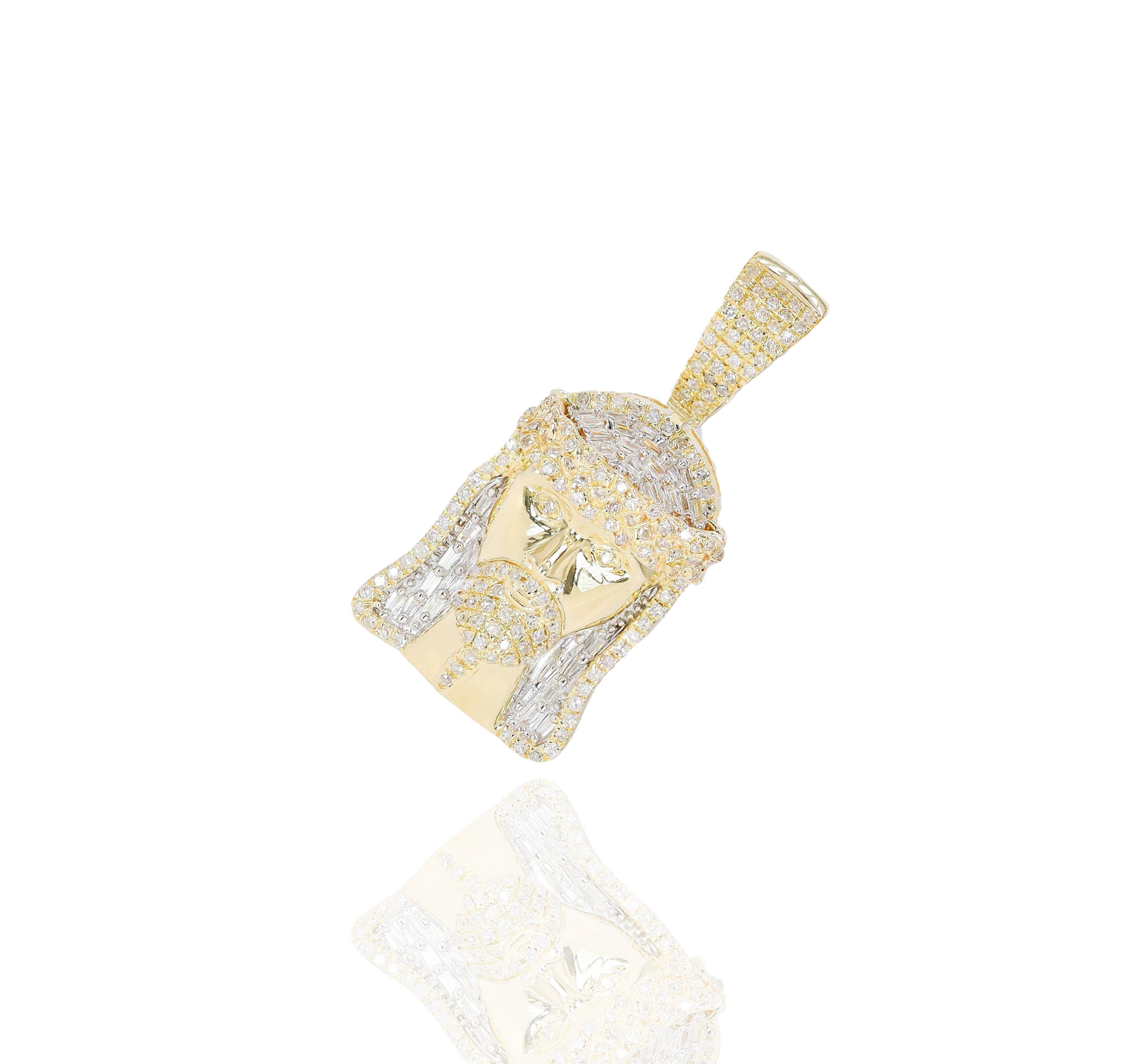 Diamond Jesus Head Gold Pendant