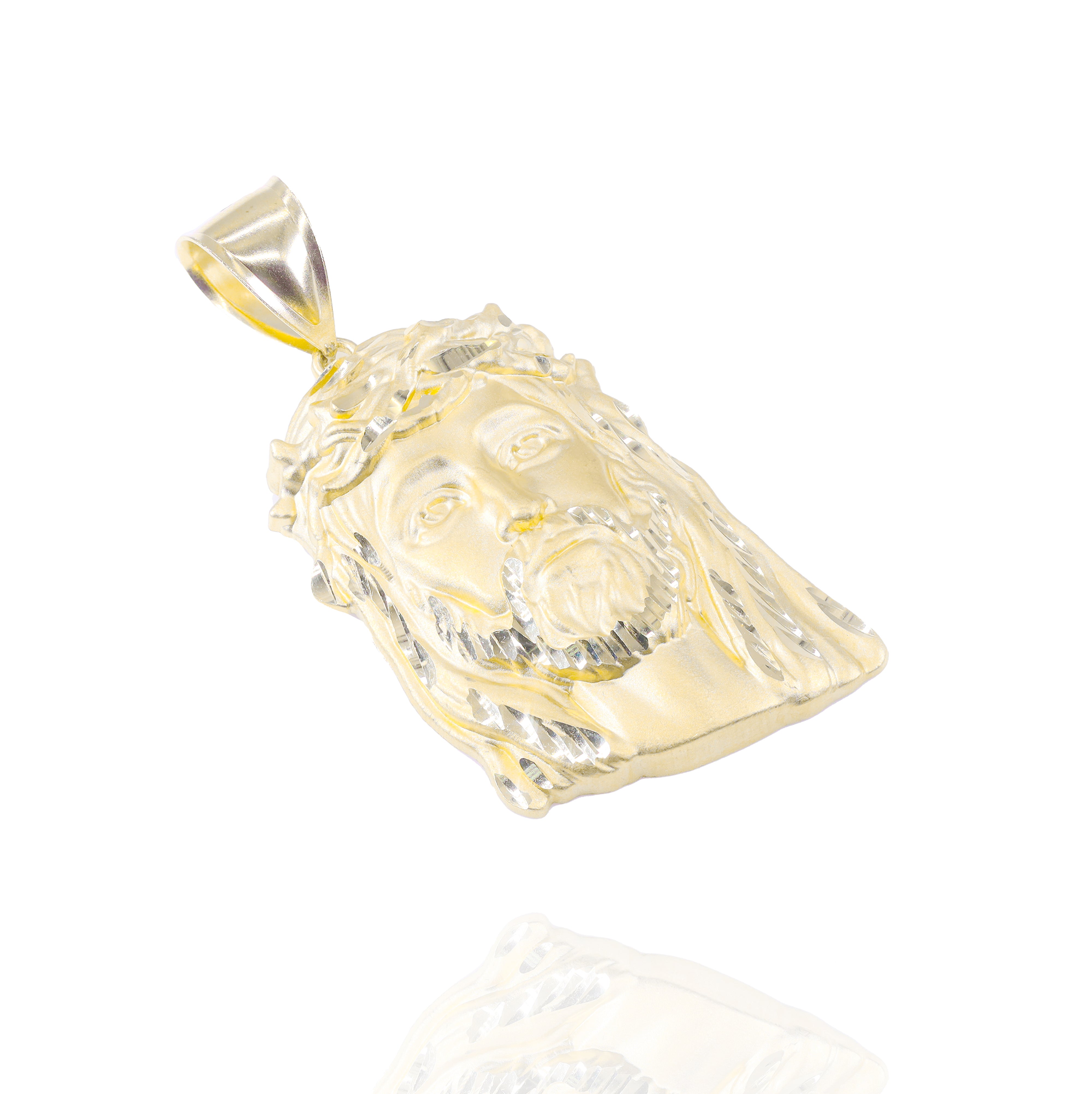 Solid Gold Modern Jesus Head Pendant