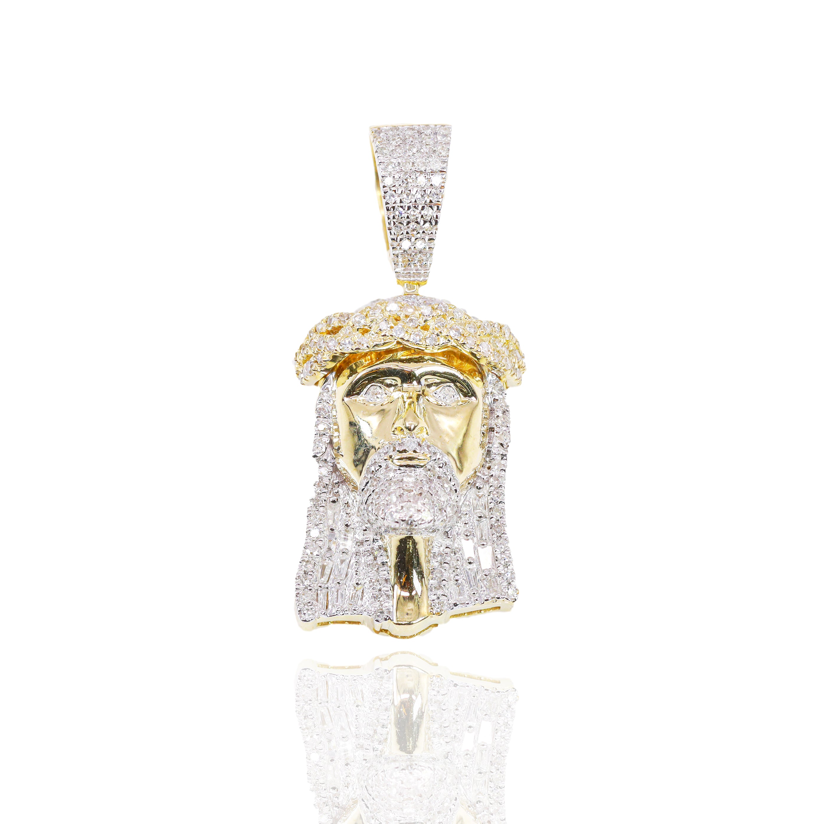 Diamond Jesus Head Two-Tone Gold Pendant
