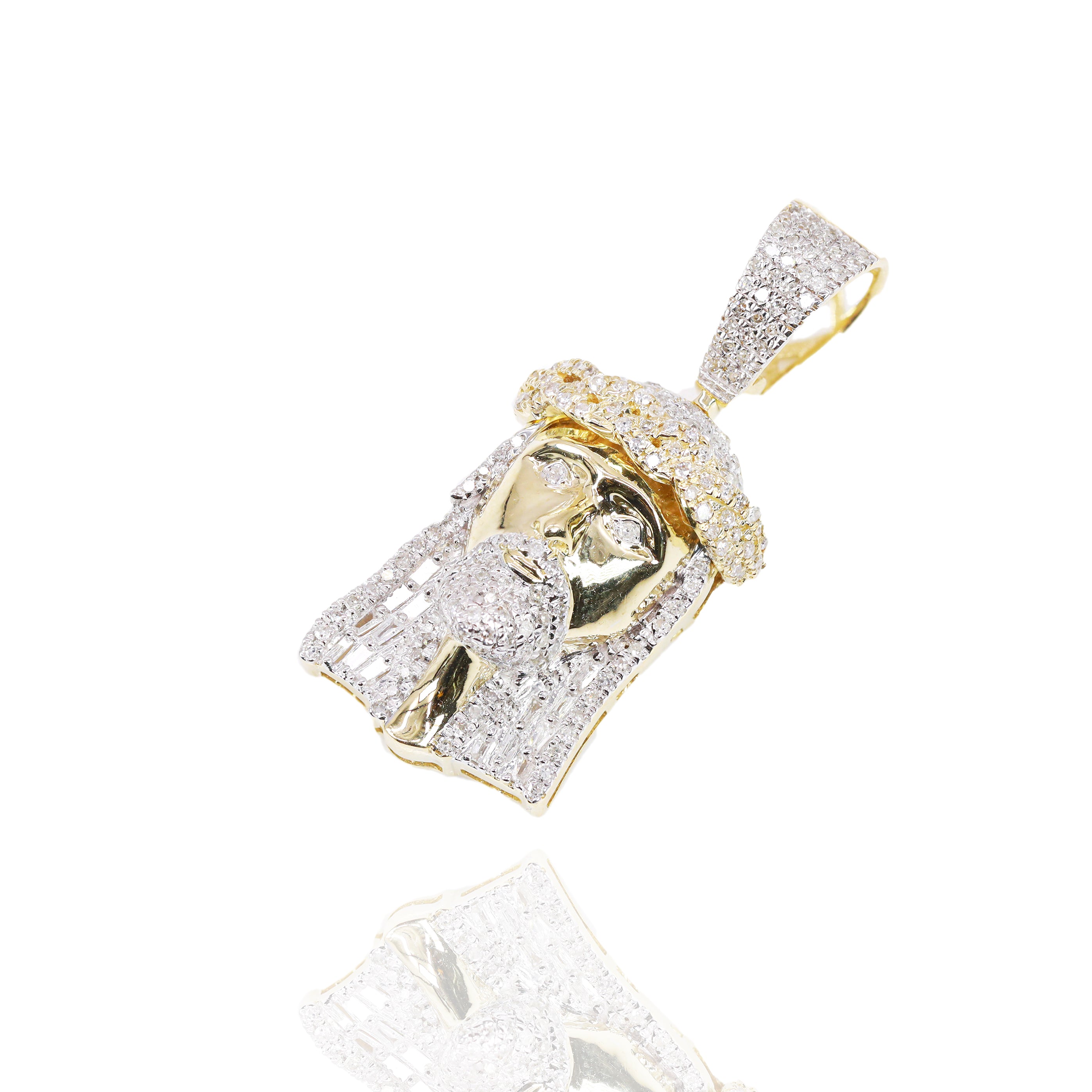 Diamond Jesus Head Two-Tone Gold Pendant