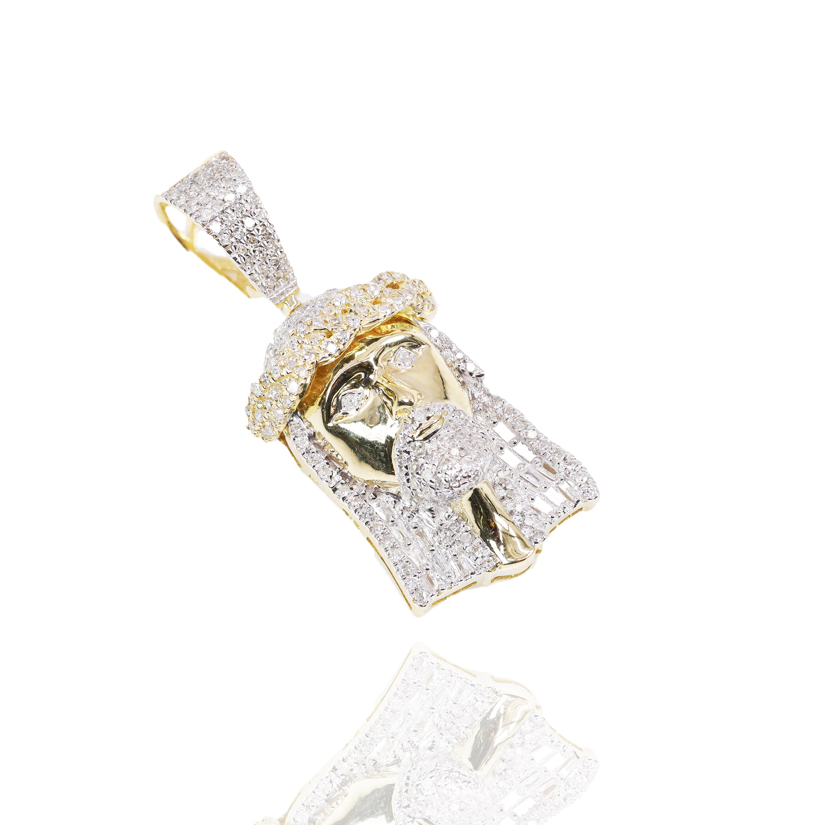 Diamond Jesus Head Two-Tone Gold Pendant