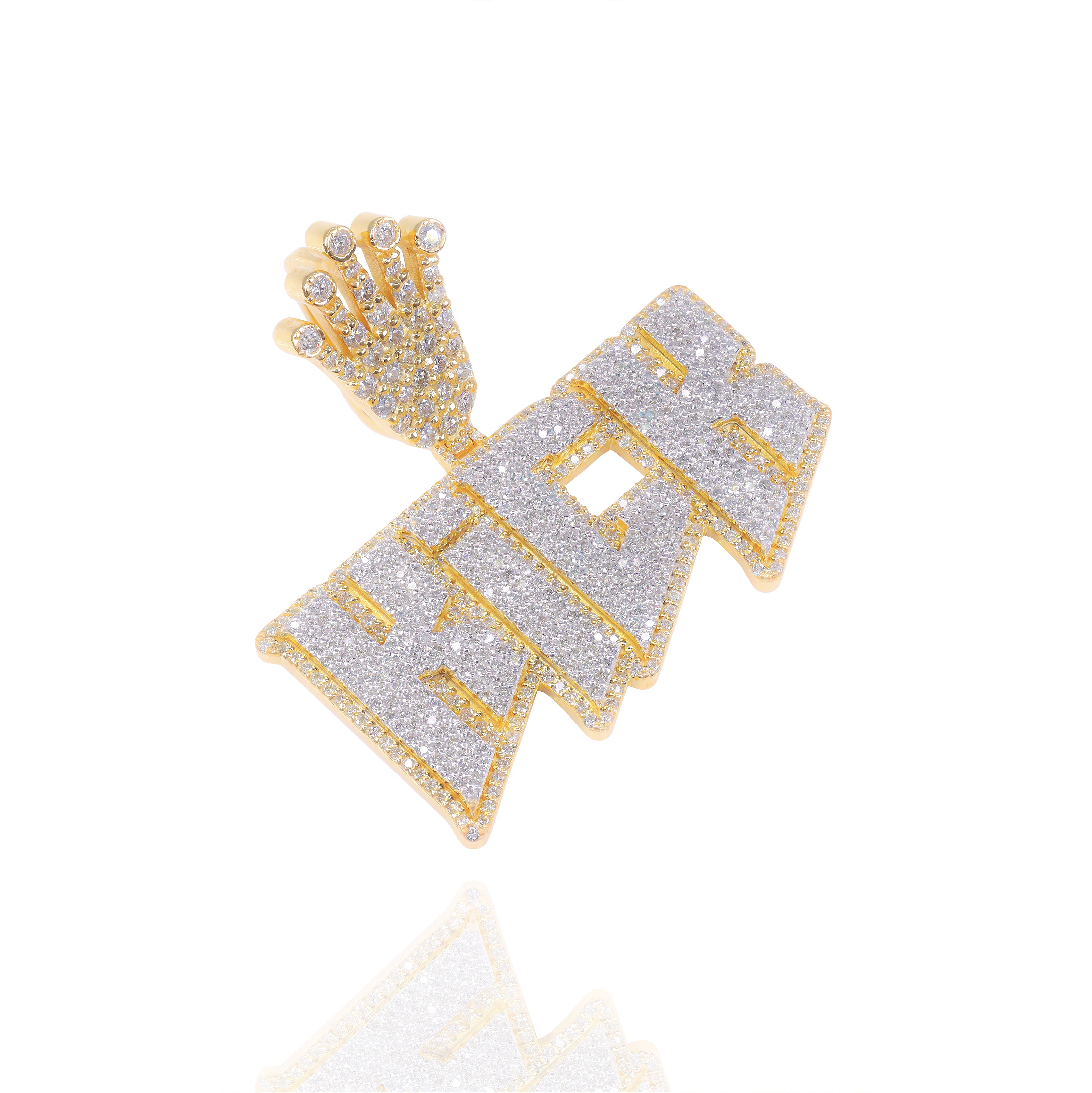 Custom Design Deposit - Diamond Two-Tone Name Pendant with Crown Bail