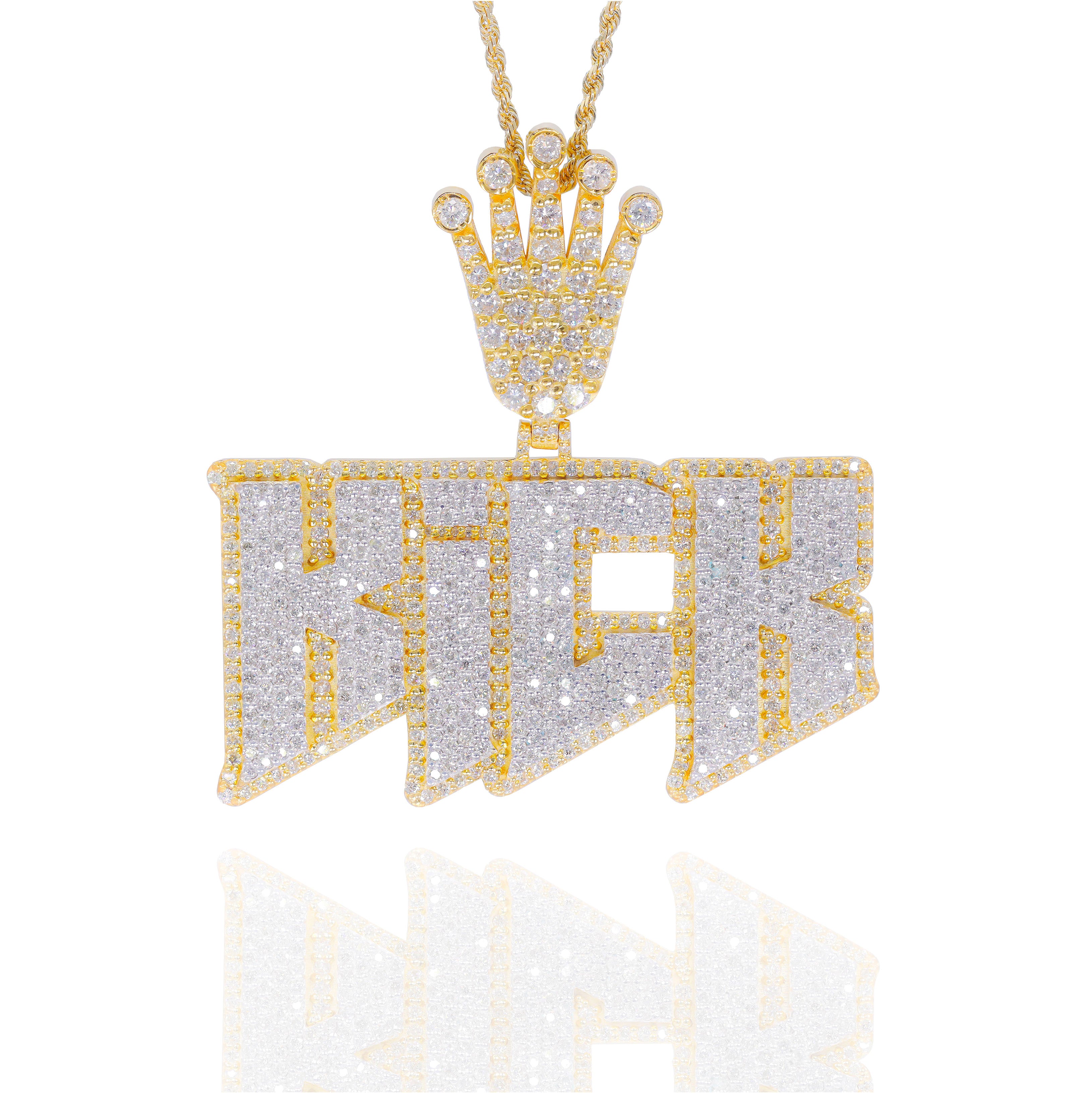 Custom Design Deposit - Diamond Two-Tone Name Pendant with Crown Bail