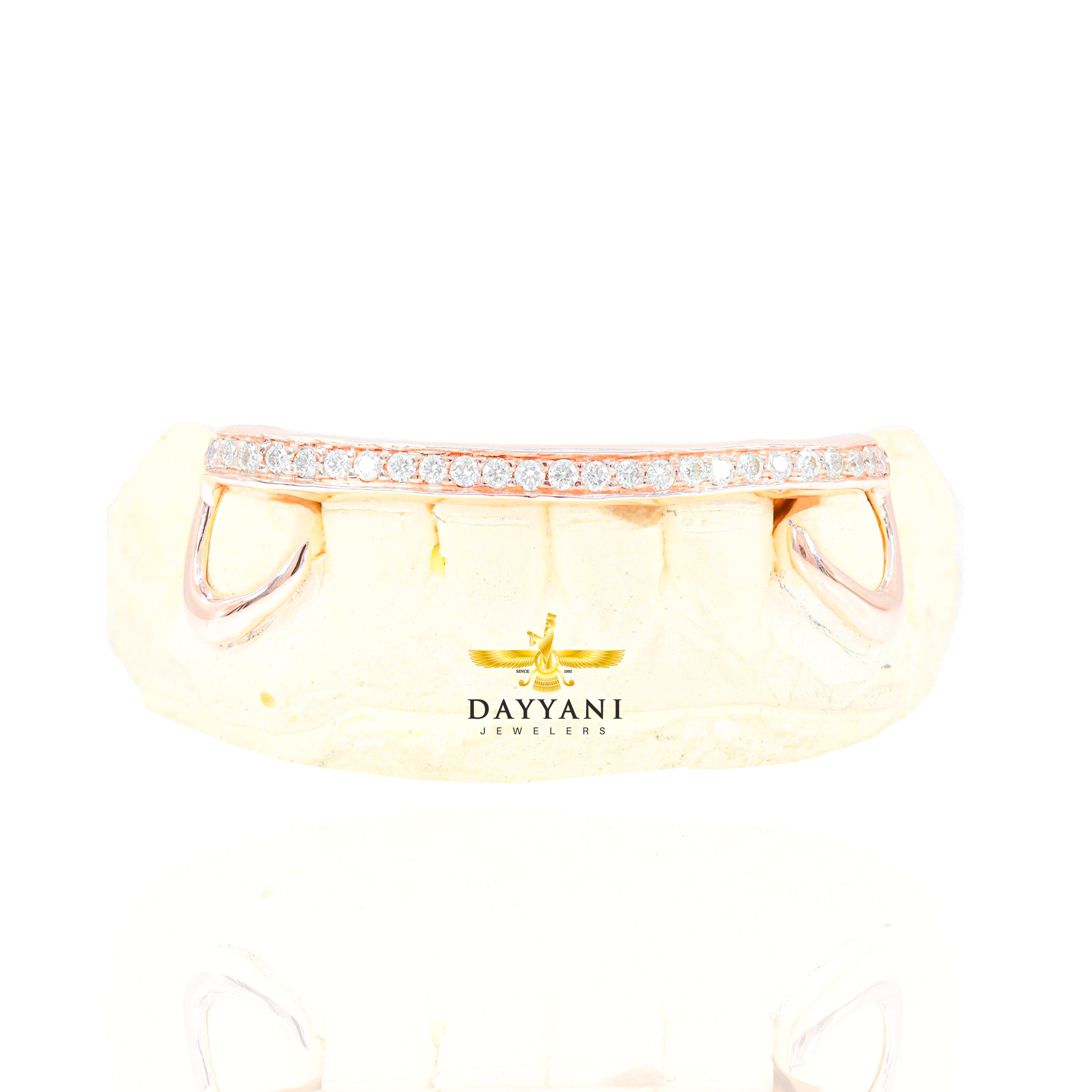 Custom Kim K. Style One Row Diamond Bar Gold Grillz
