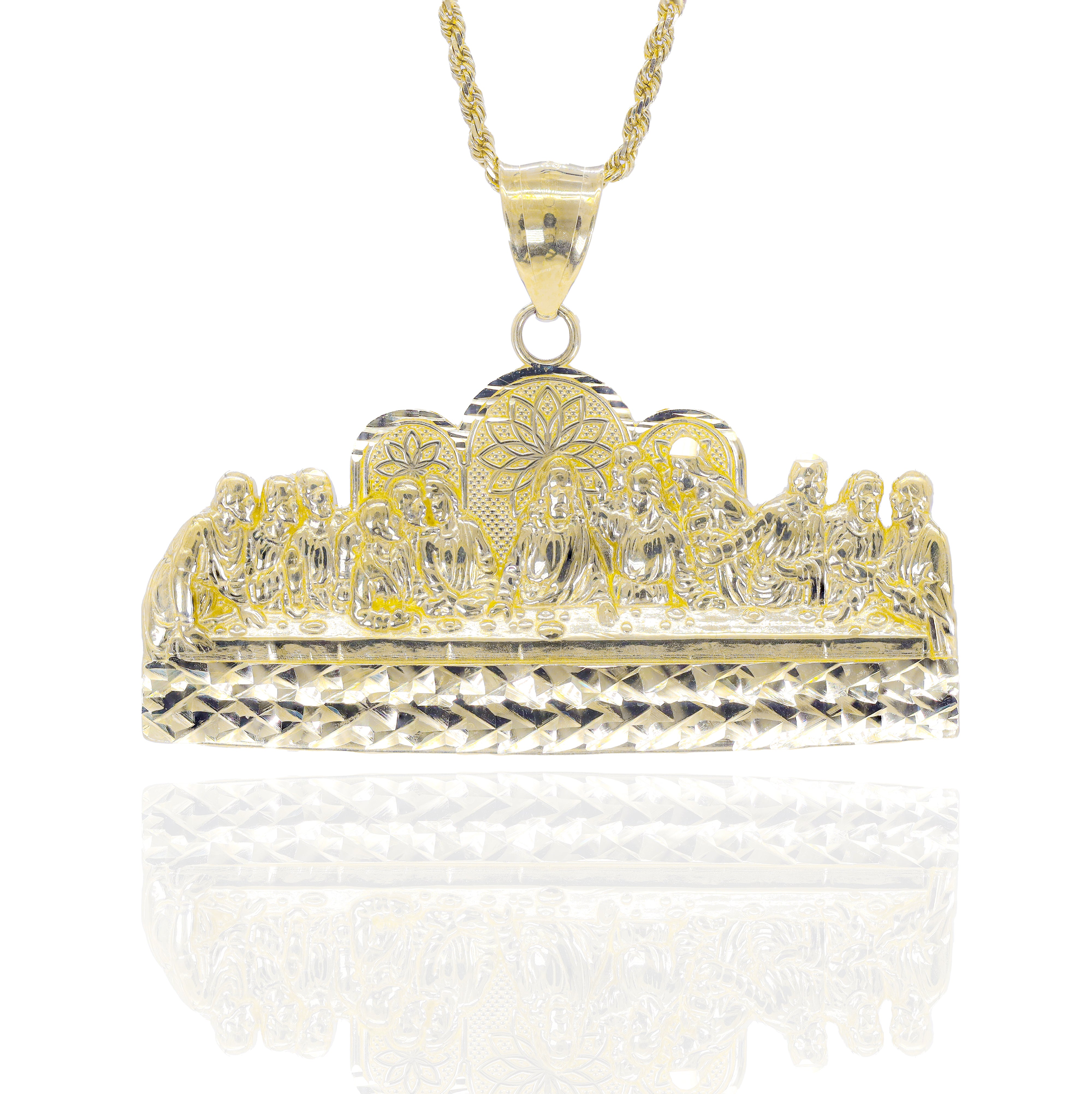 Gold pendant with religious design the last supper