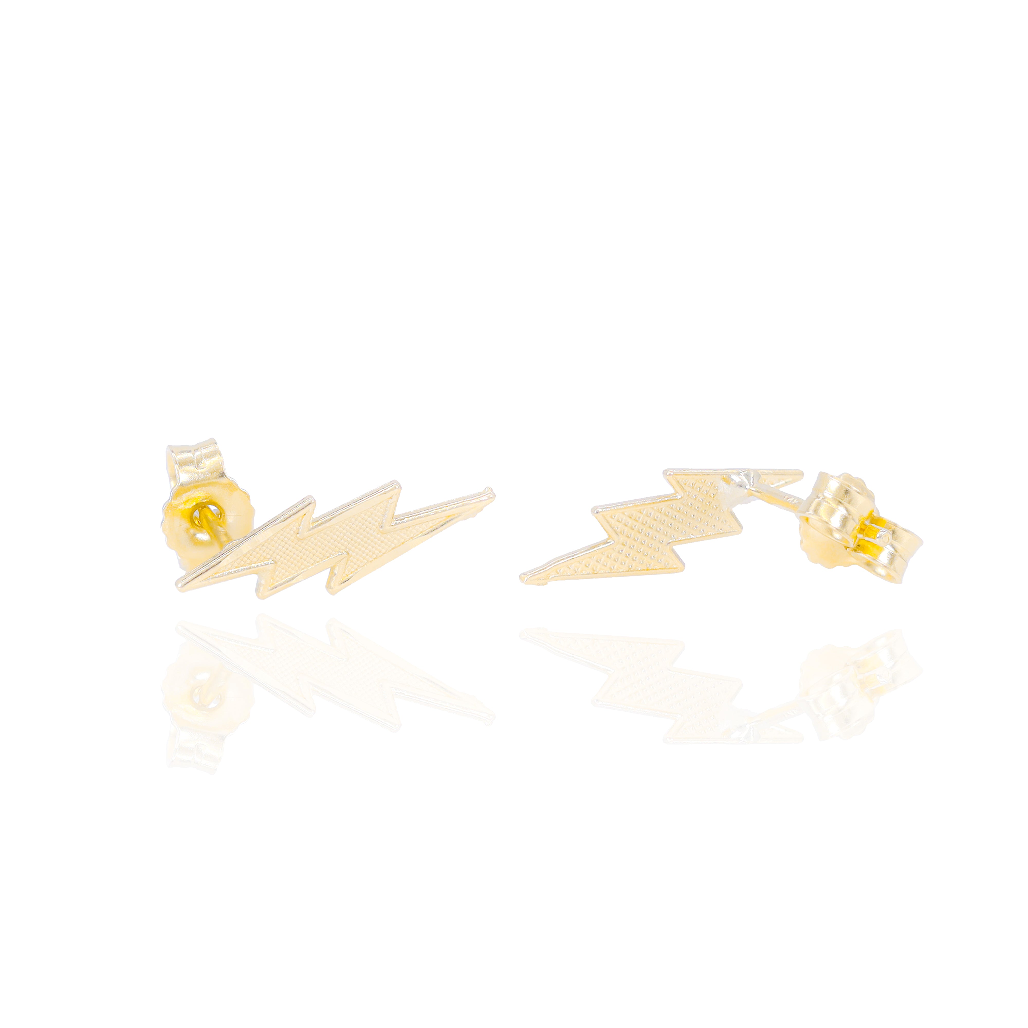 Lightning Bolt Solid Gold Earrings