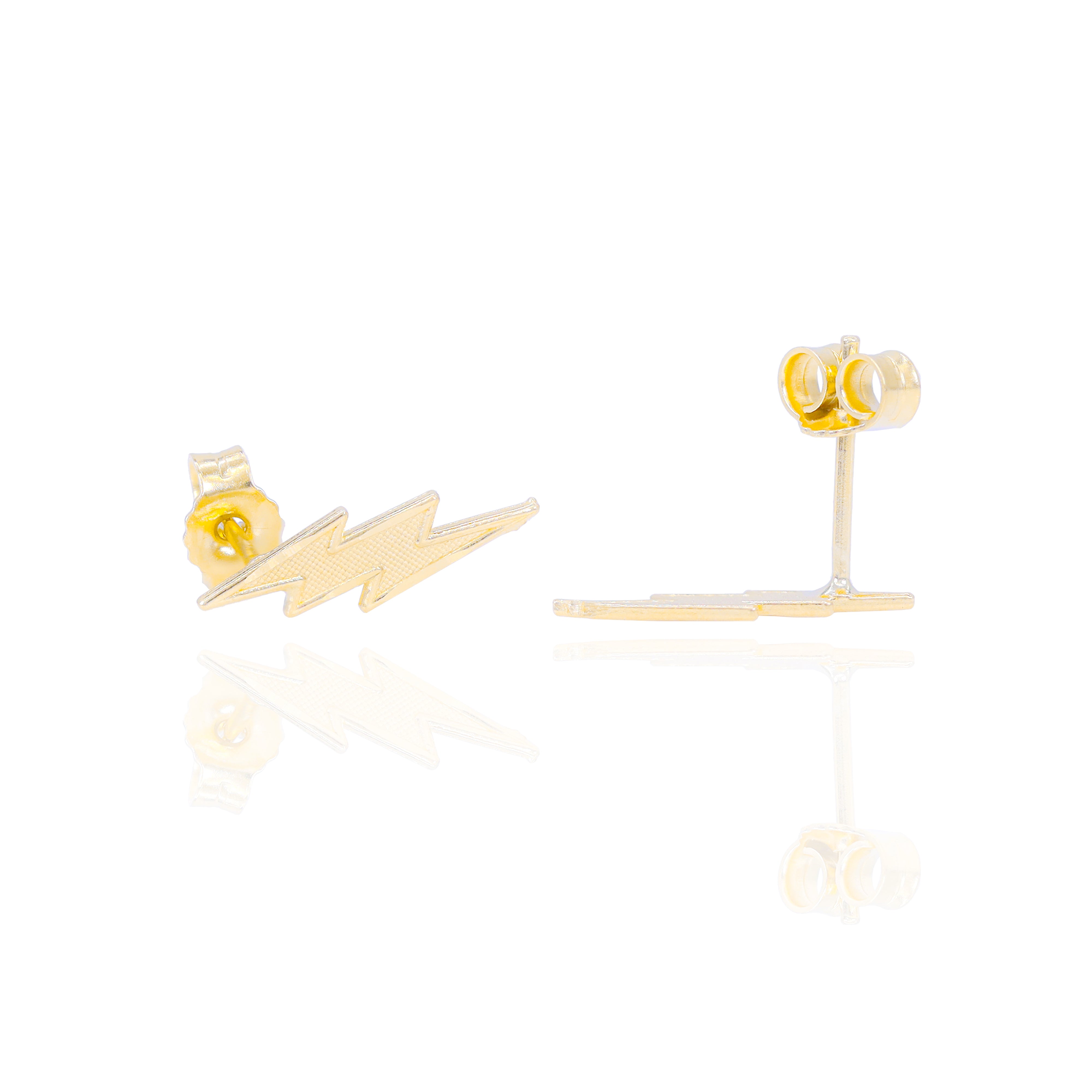 Lightning Bolt Solid Gold Earrings