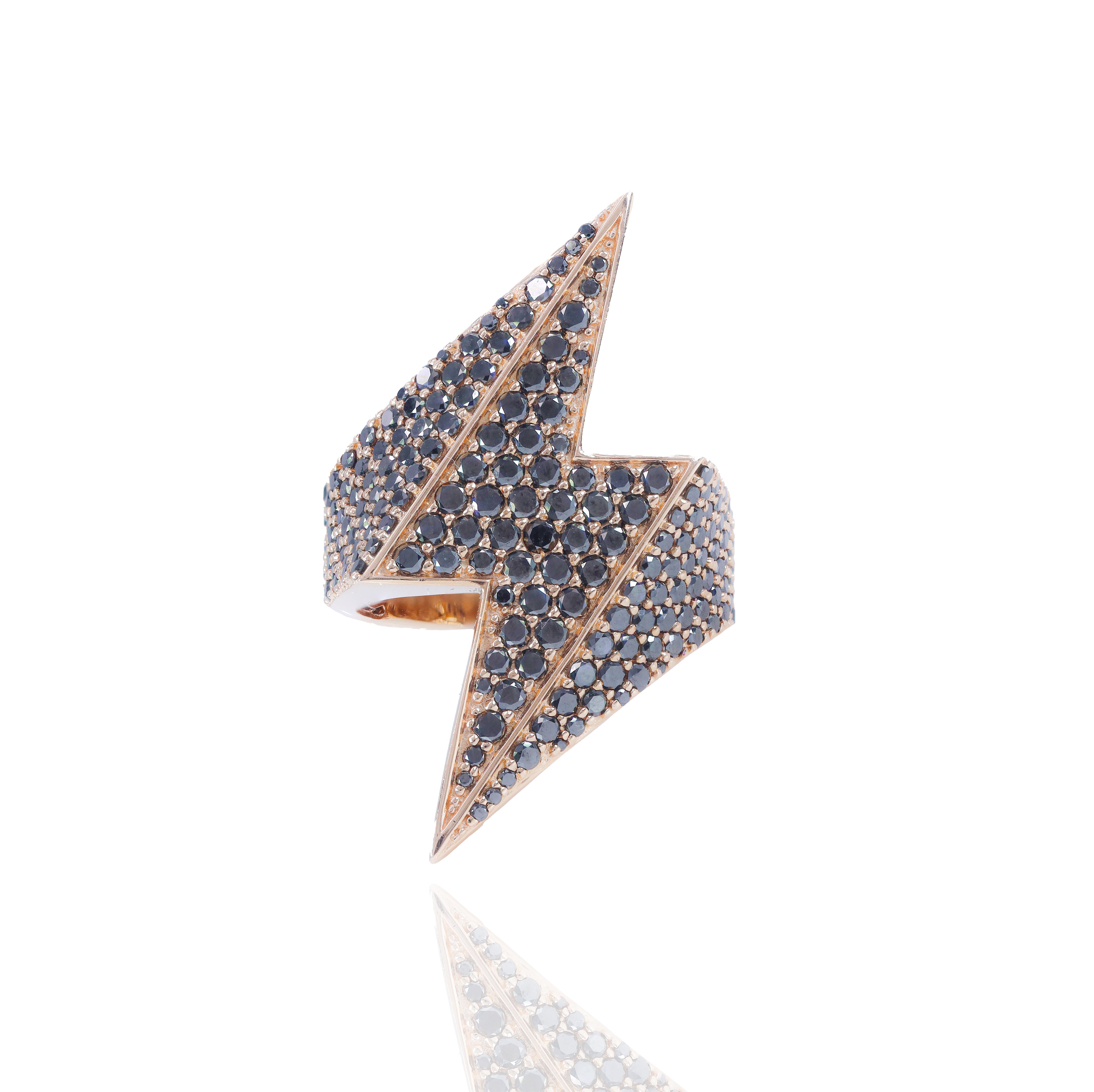 Black Diamond Lightning Bolt Ring