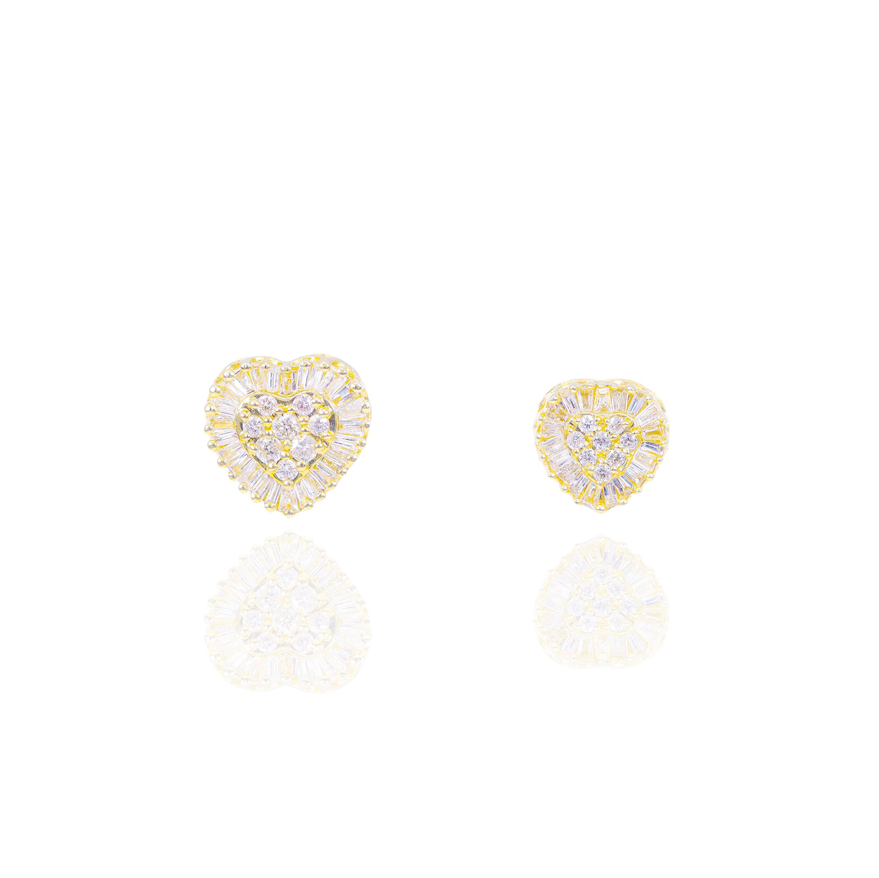 Baguette Diamond Border Heart Earrings