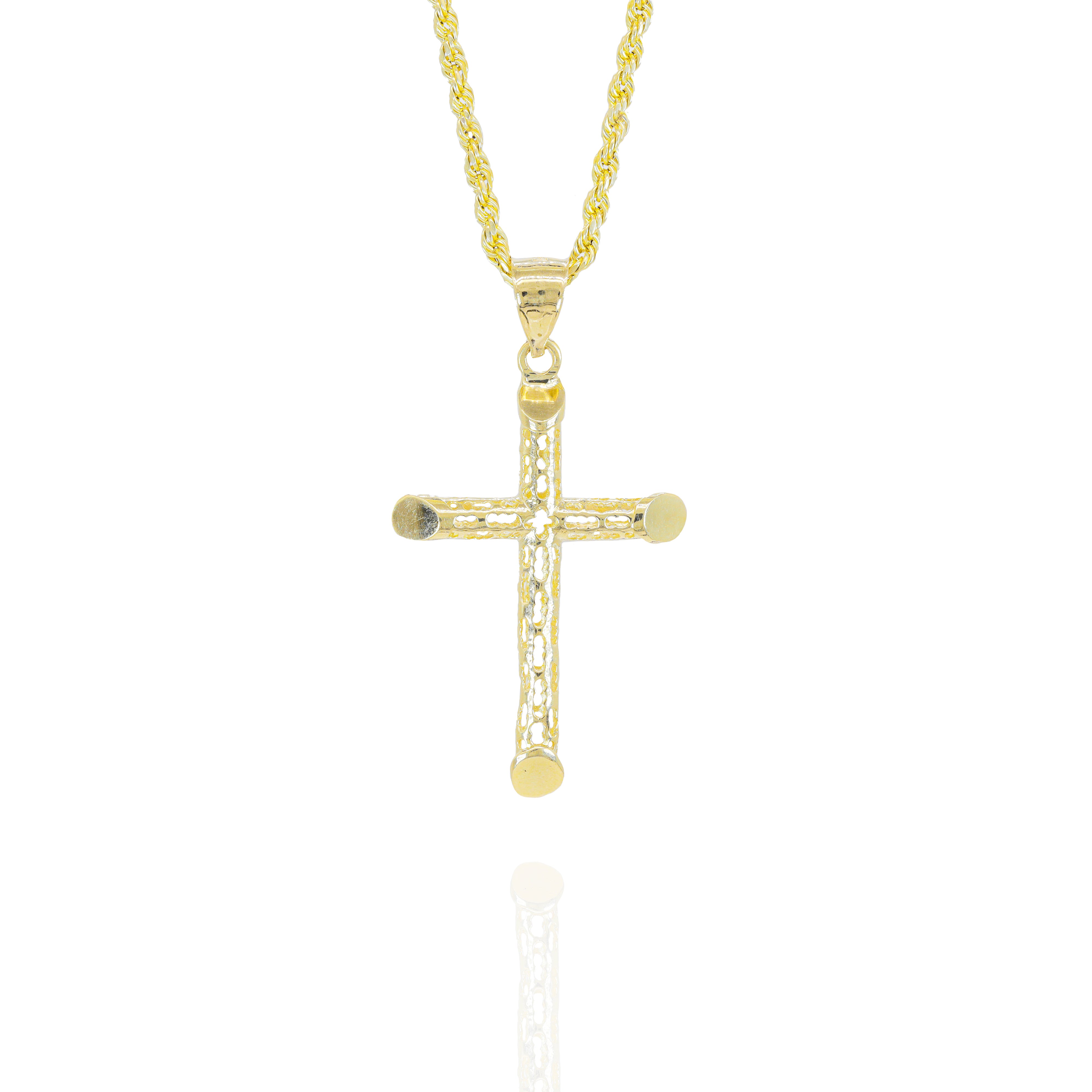 Italian Gold Cross Pendant with Opening