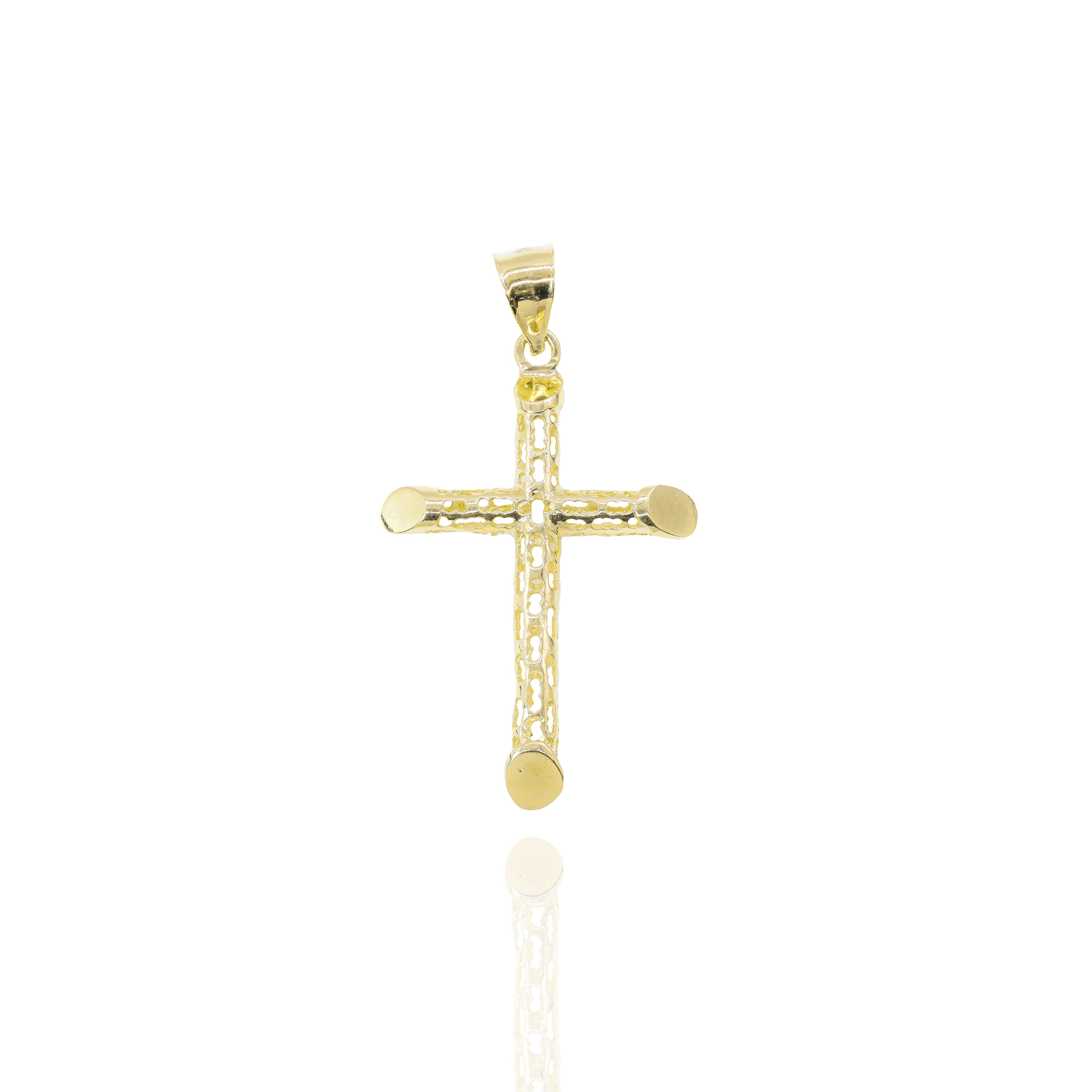 Italian Gold Cross Pendant with Opening