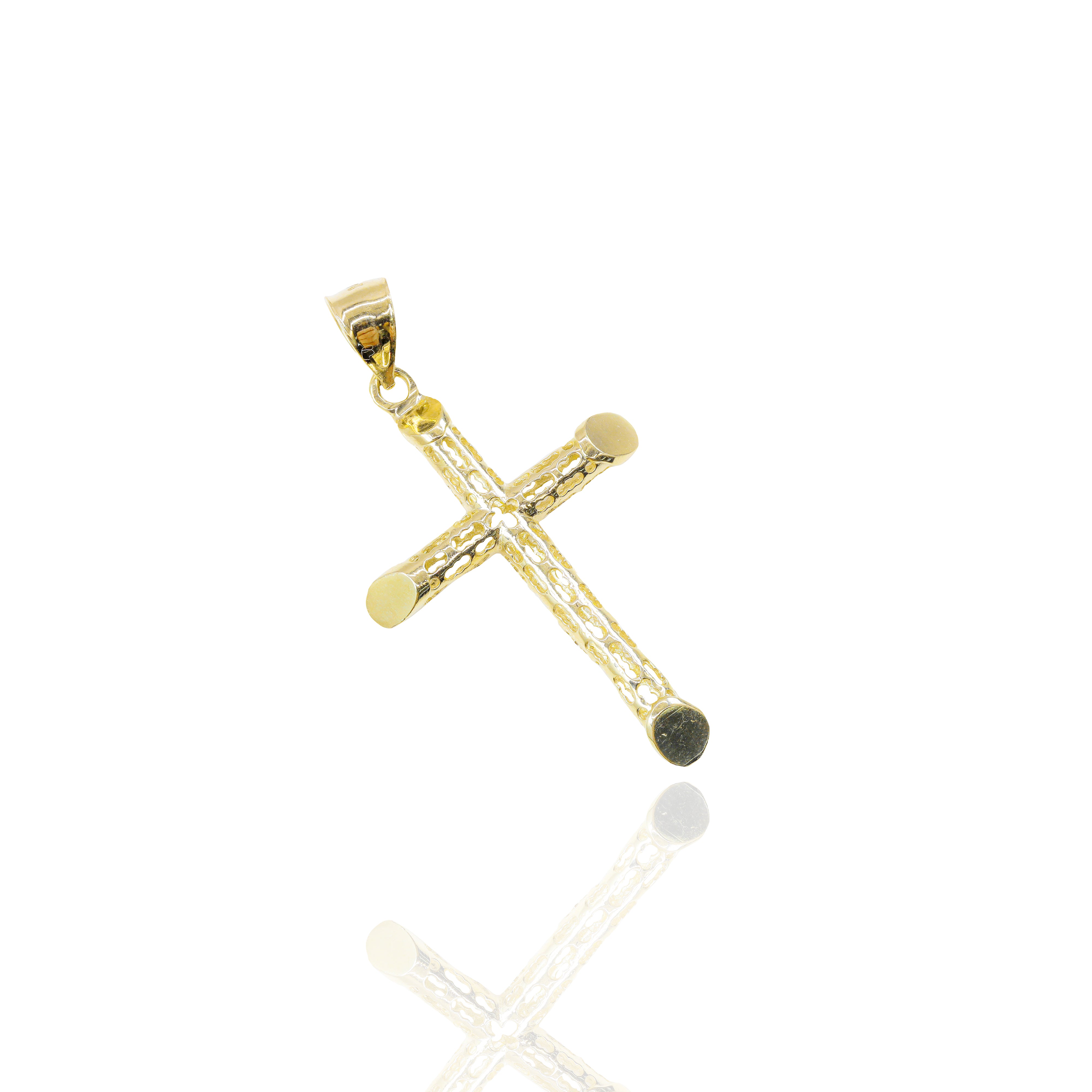 Italian Gold Cross Pendant with Opening