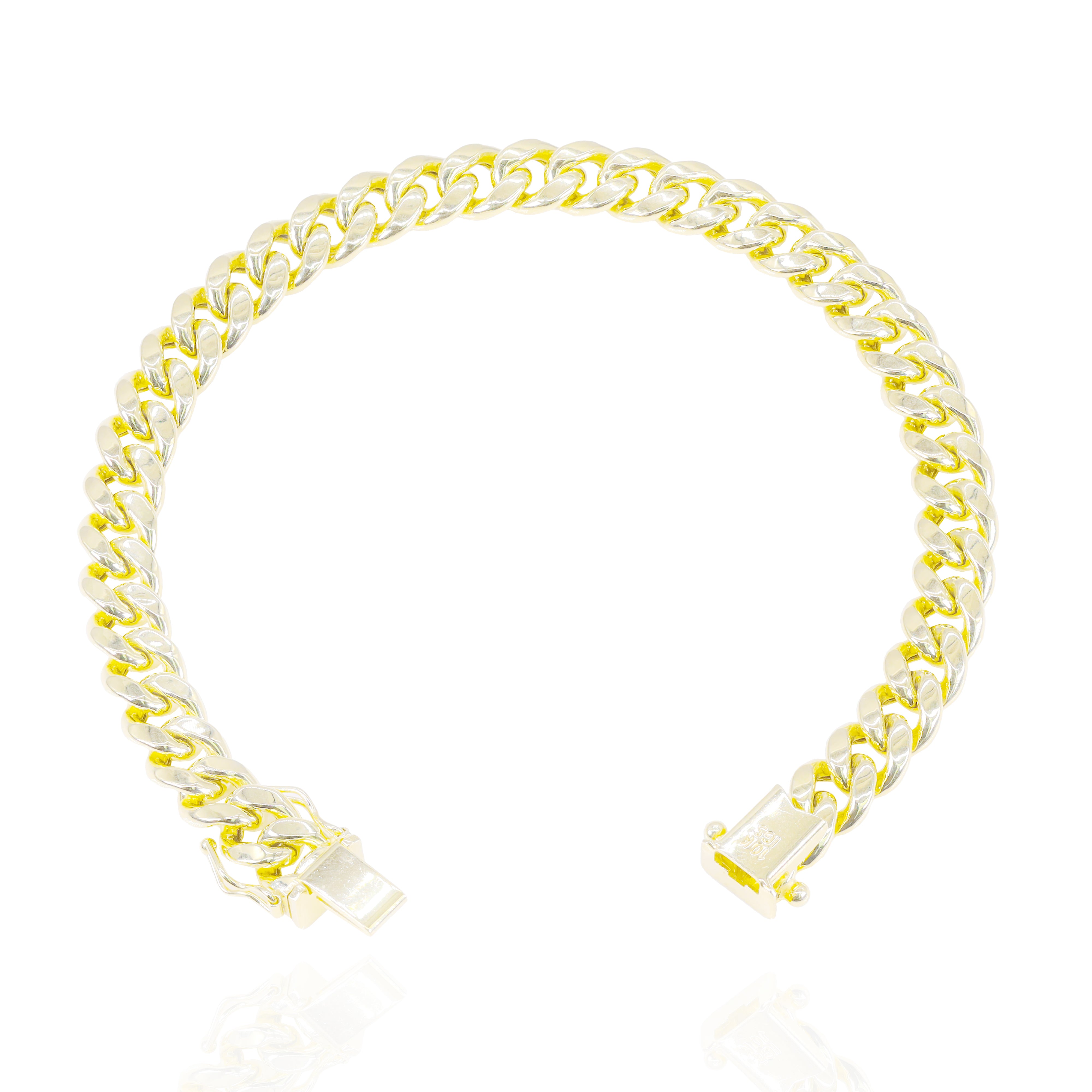 10KT Yellow Gold Semi-Solid Cuban Link Bracelet