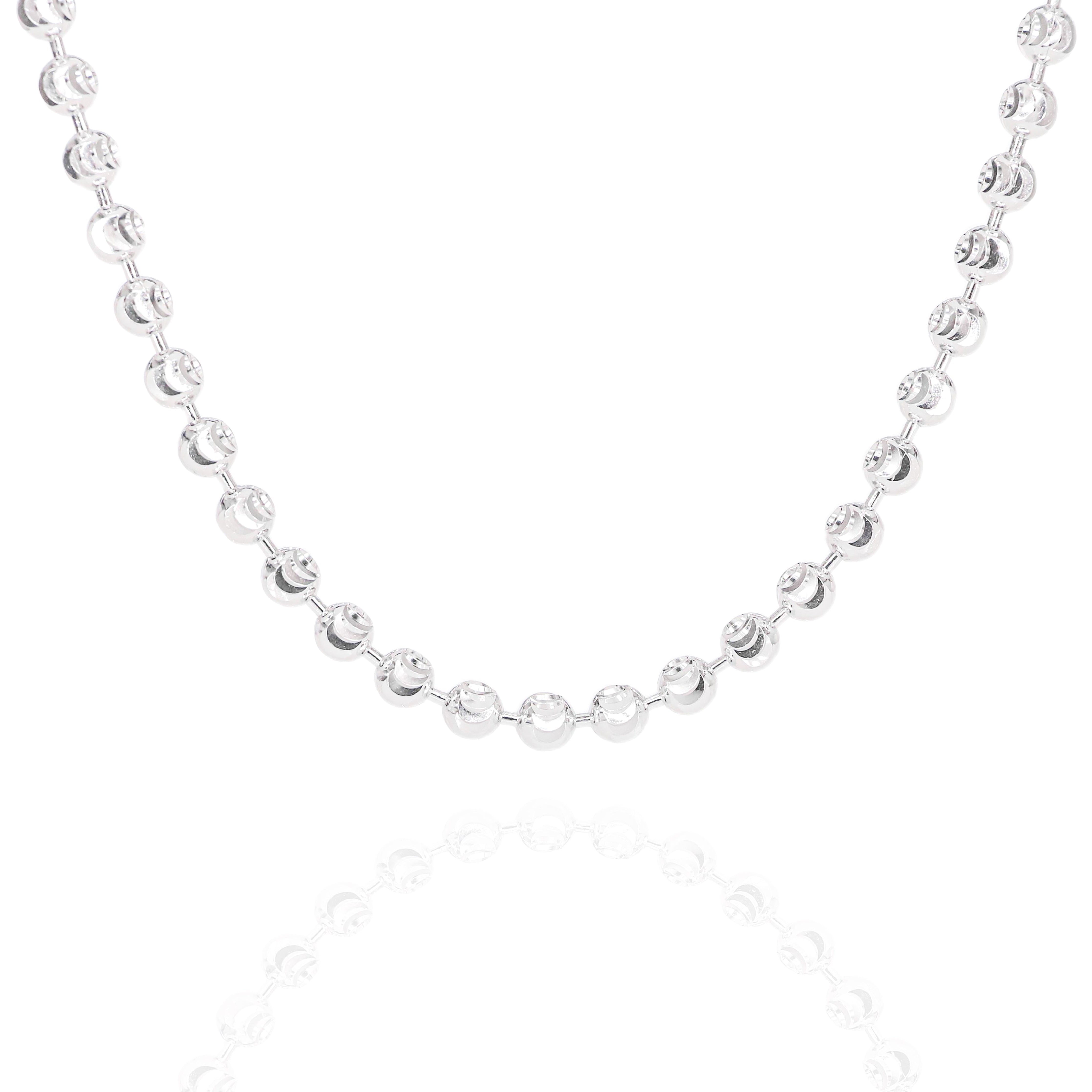 10KT Solid Moon Cut White Gold Chain