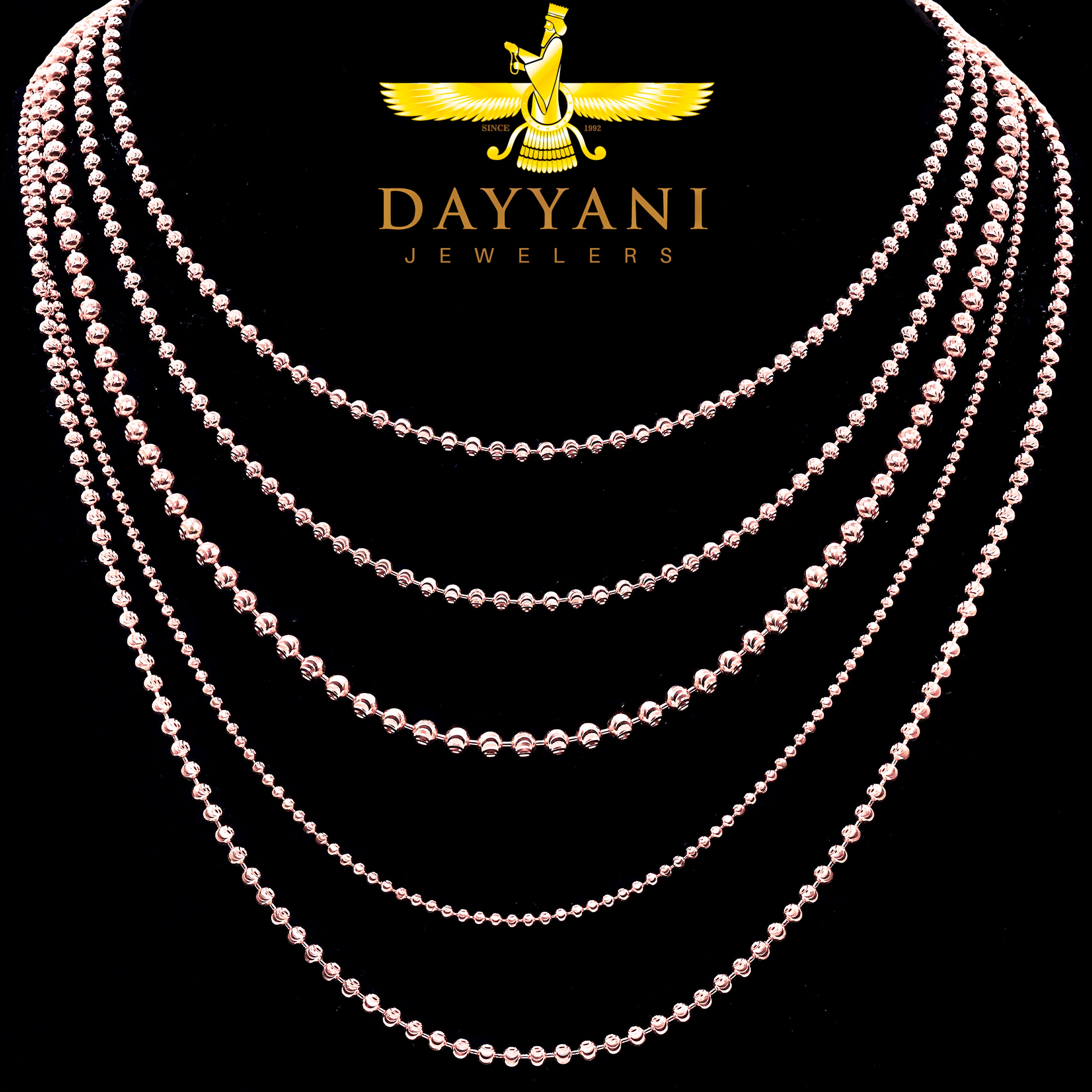14KT Solid Moon Cut Rose Gold Chain