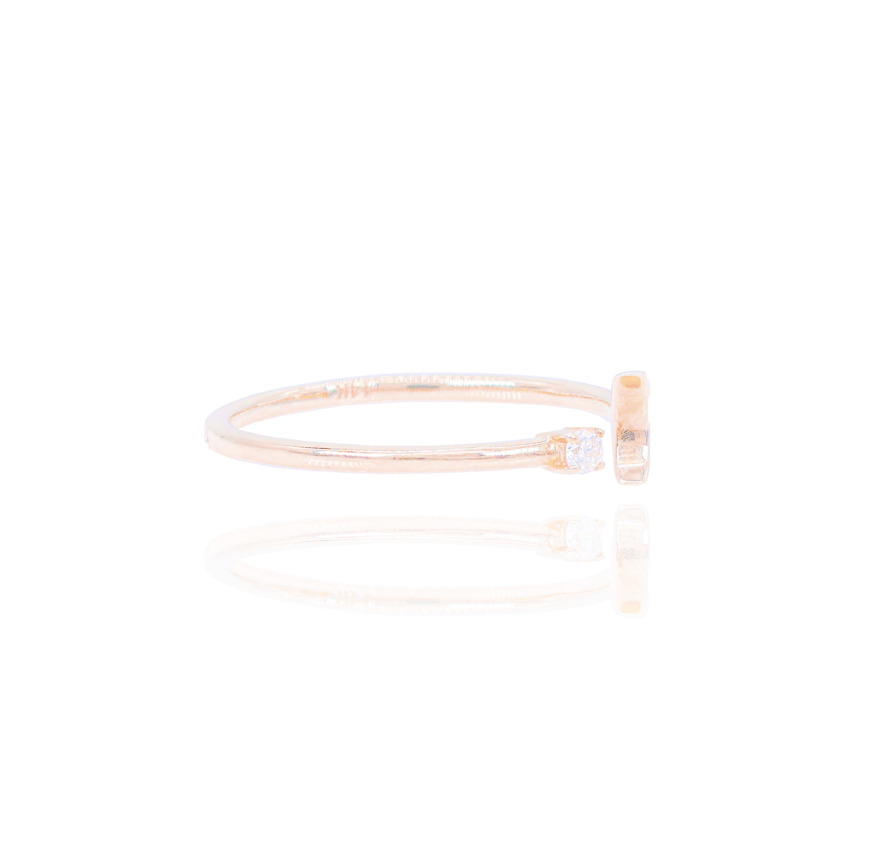 Crescent Moon with Diamond Star Ring Band