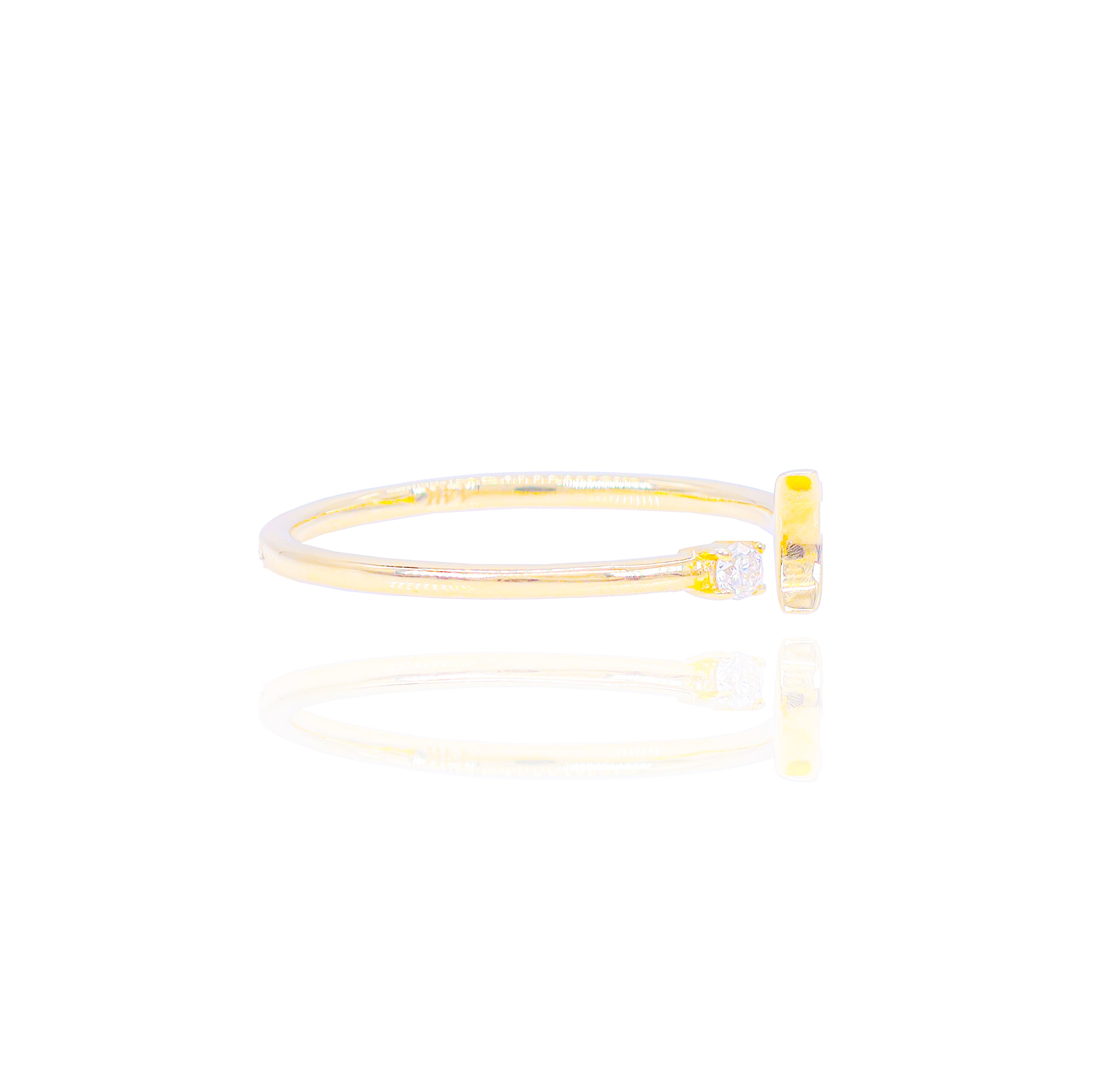 Crescent Moon with Diamond Star Ring Band