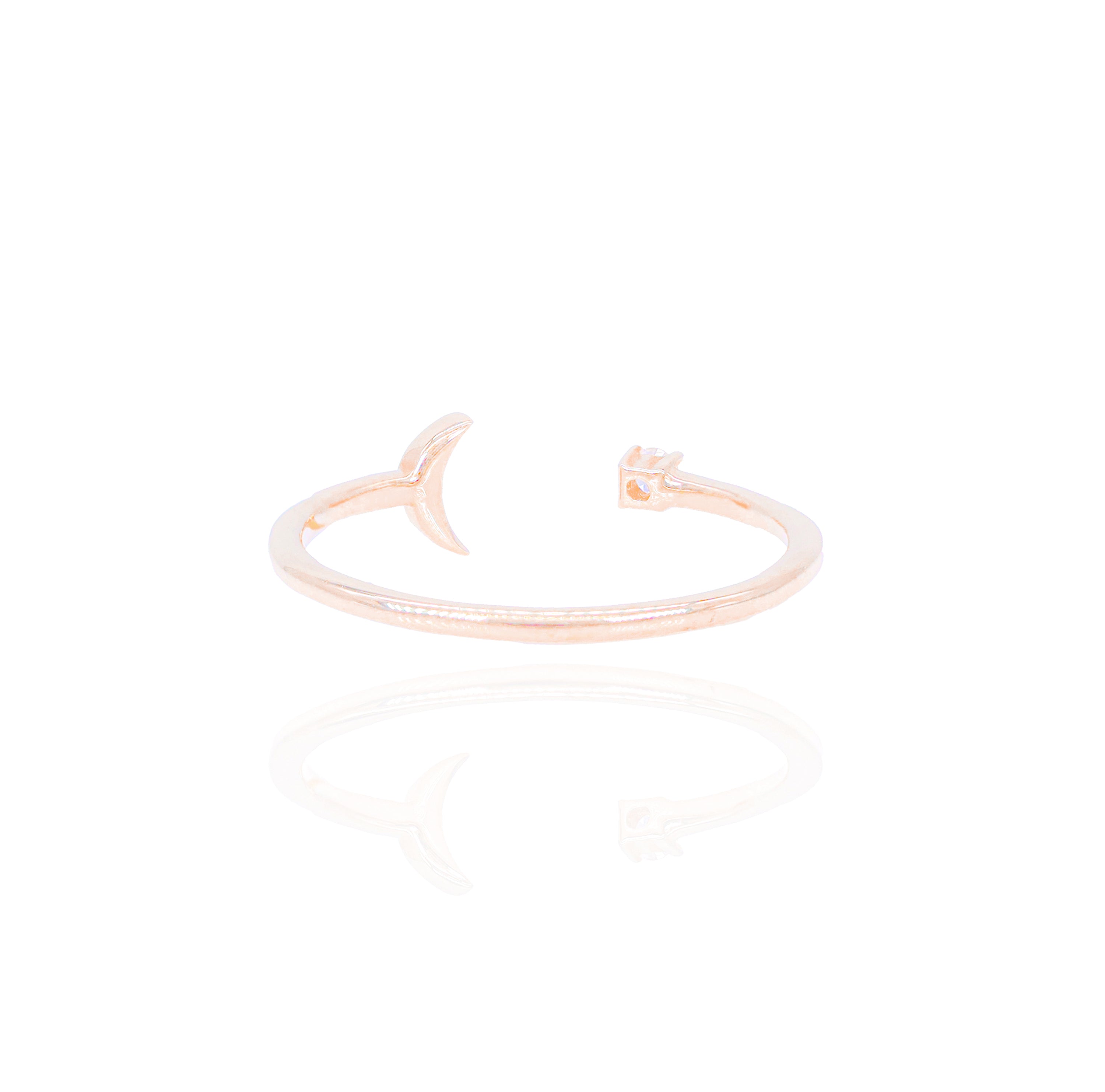 Crescent Moon with Diamond Star Ring Band