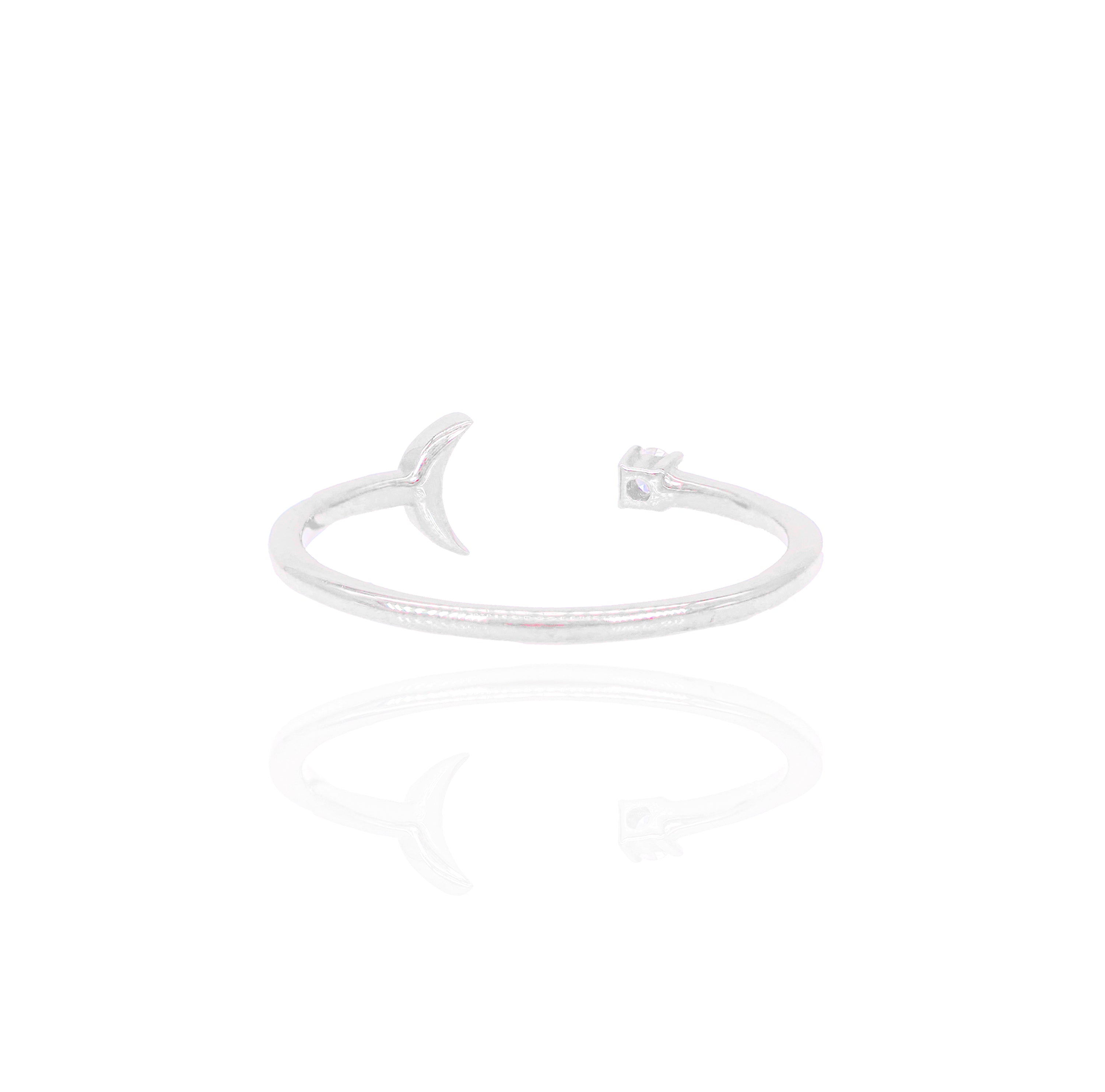 Crescent Moon with Diamond Star Ring Band